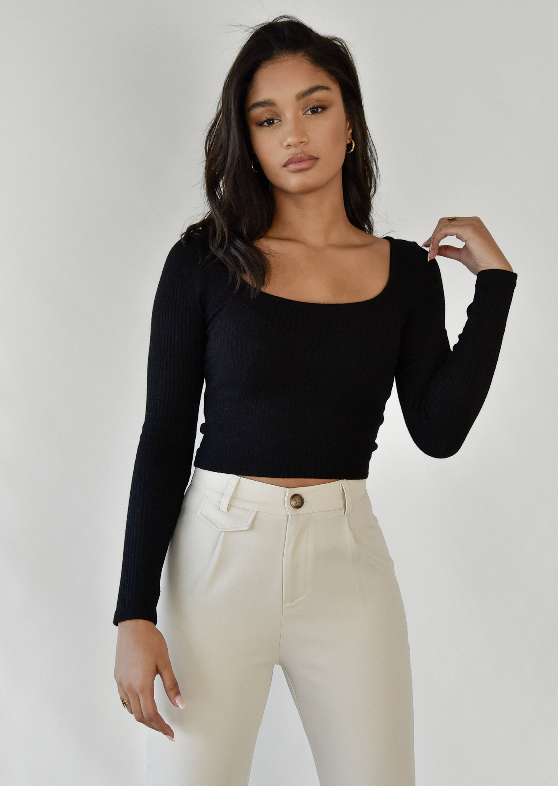 Flare trousers in beige –