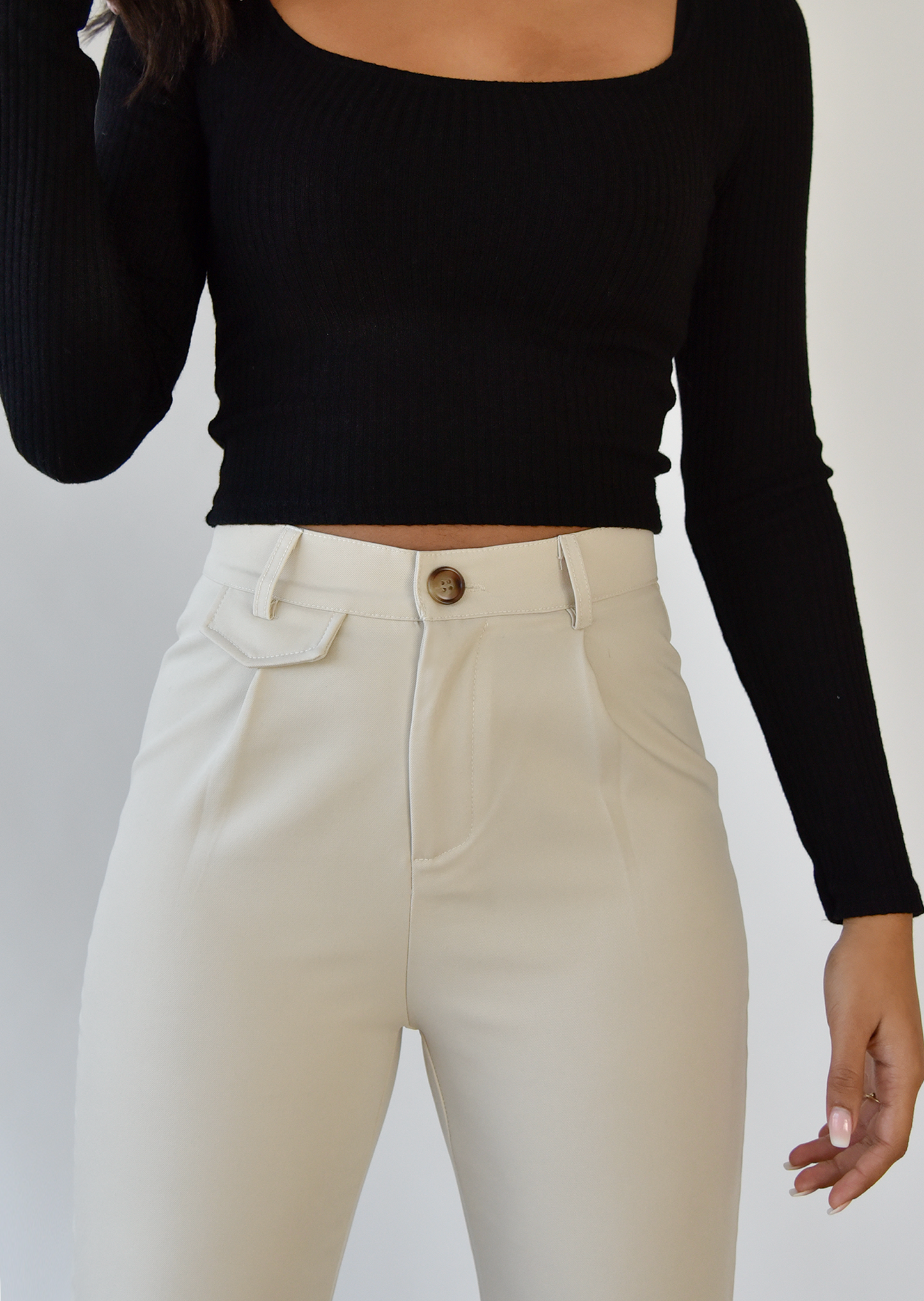 Flare trousers in beige