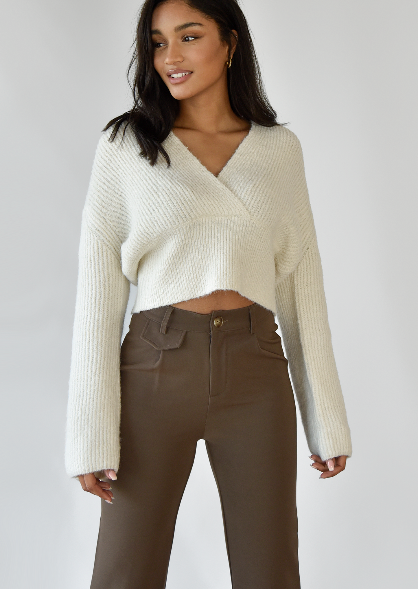 Flare trousers in brown