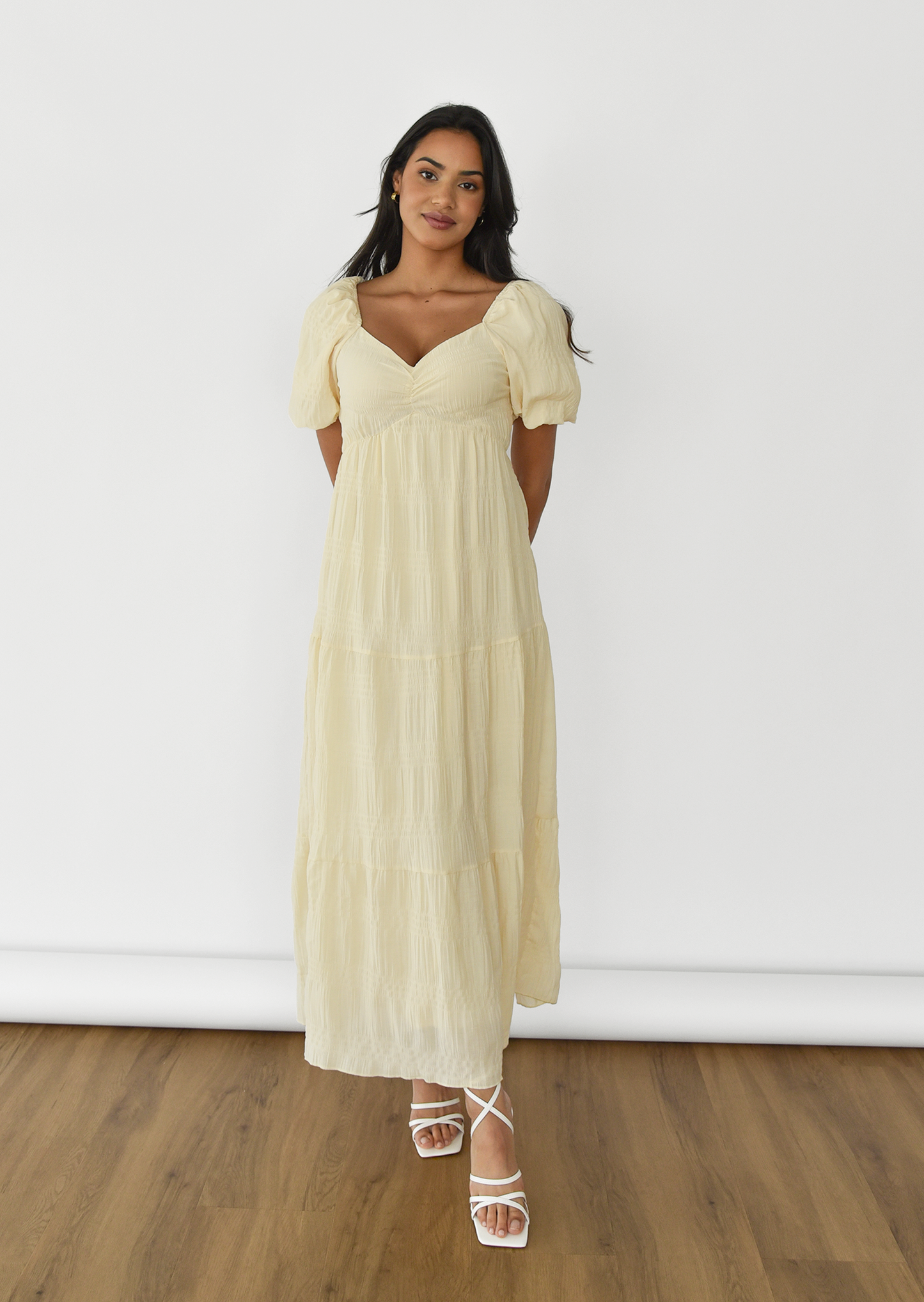 Maxi dress with balloon sleeves