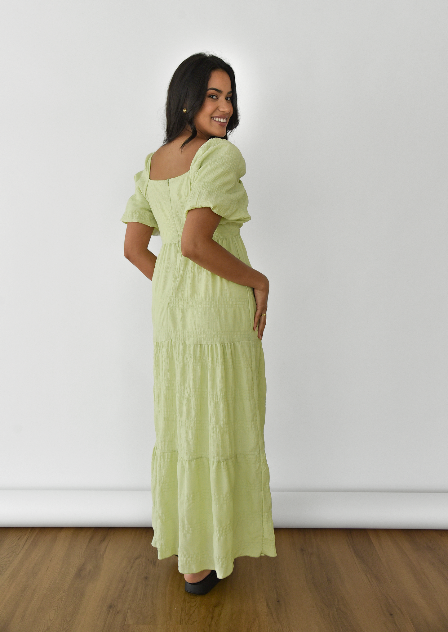 Maxi dress with balloon sleeves