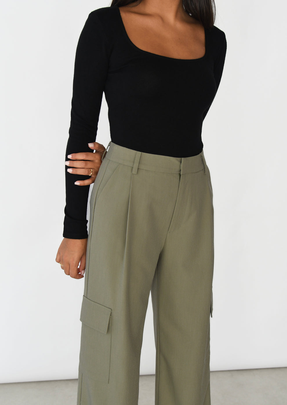 Pantalone cargo in georgette main image 0