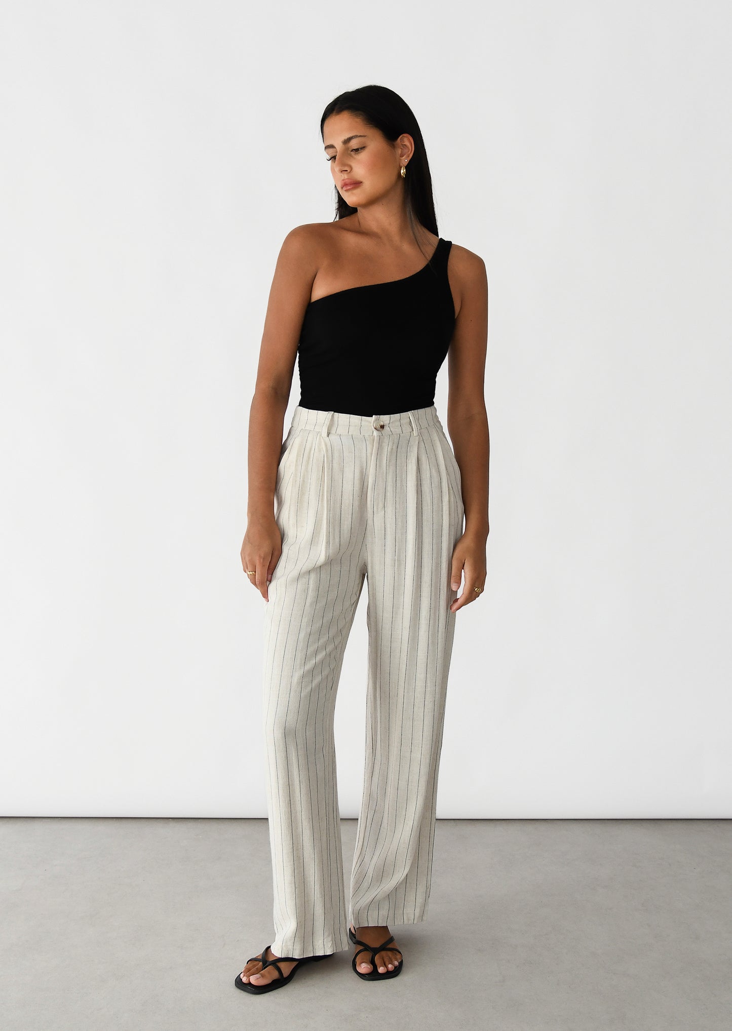 Striped linen trousers