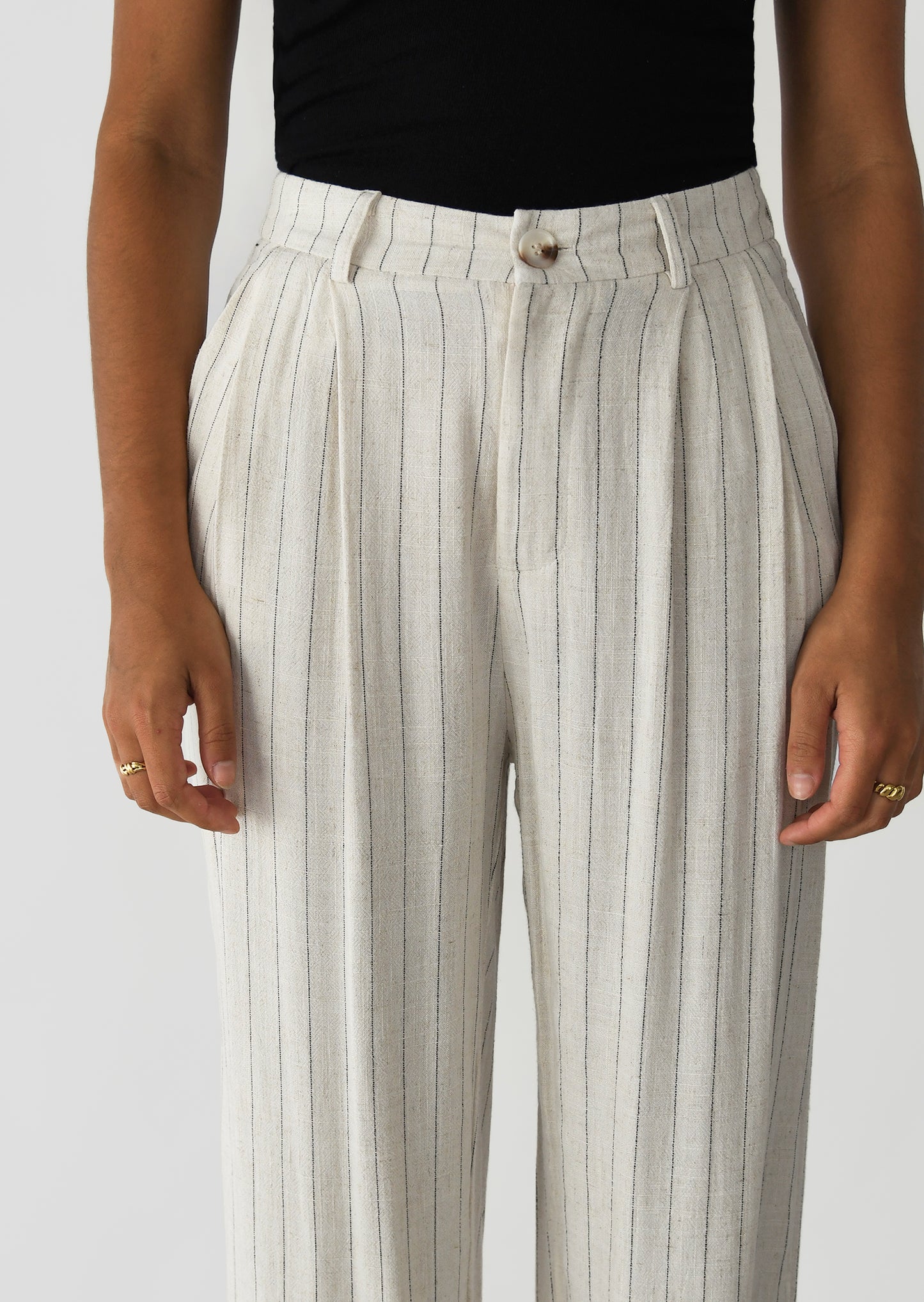 Striped linen trousers