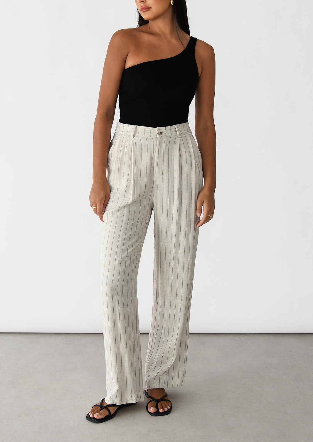 Striped linen trousers