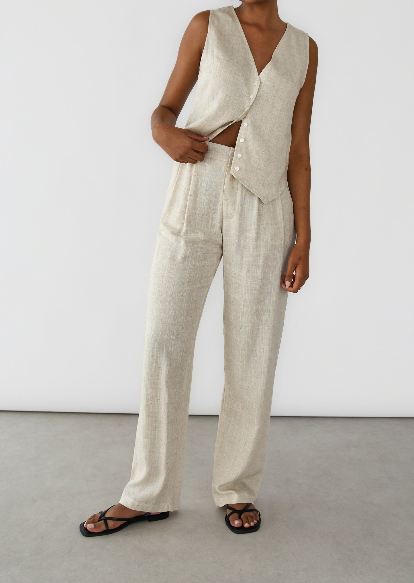 Linen blend suit trousers