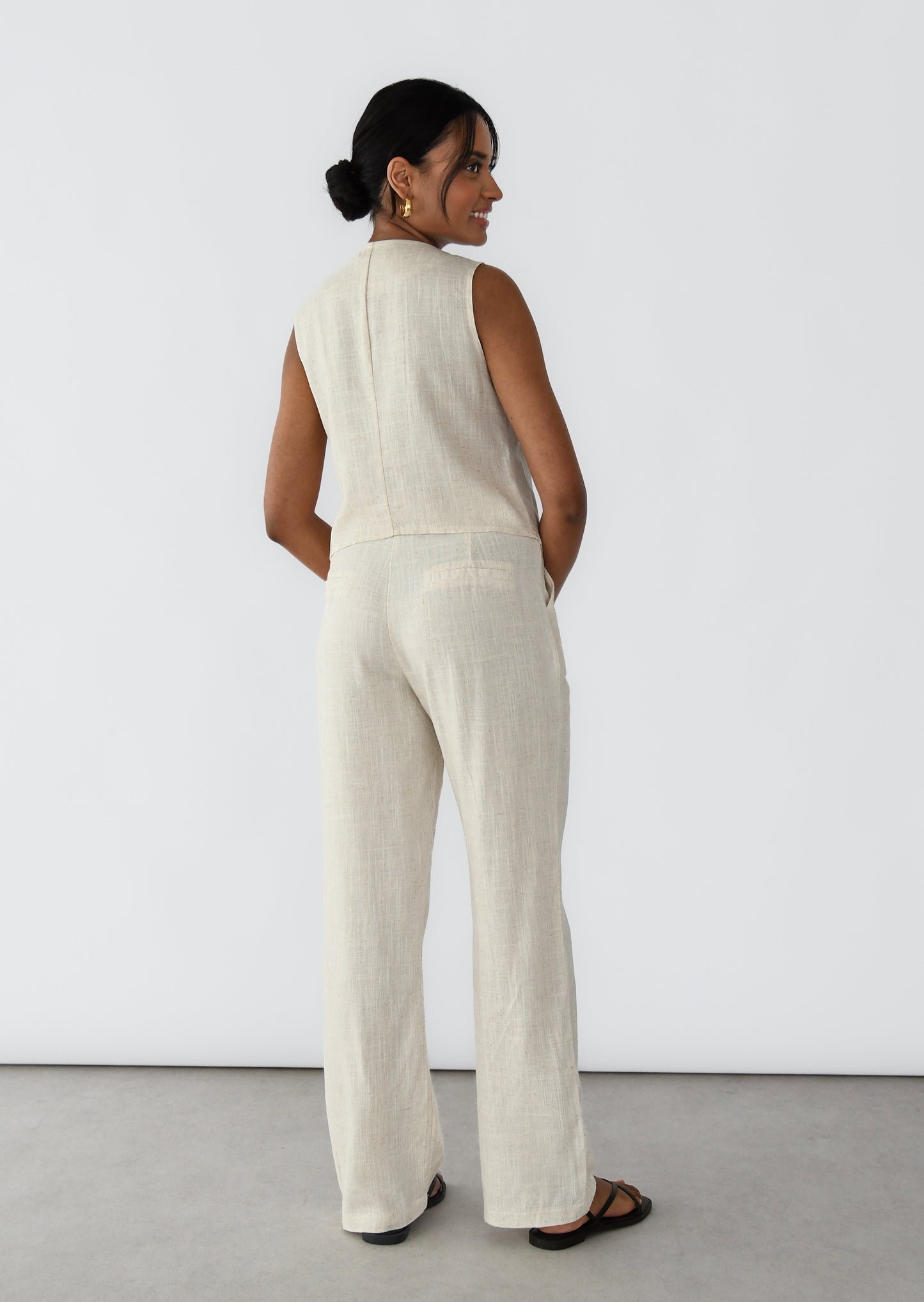 Linen blend suit trousers