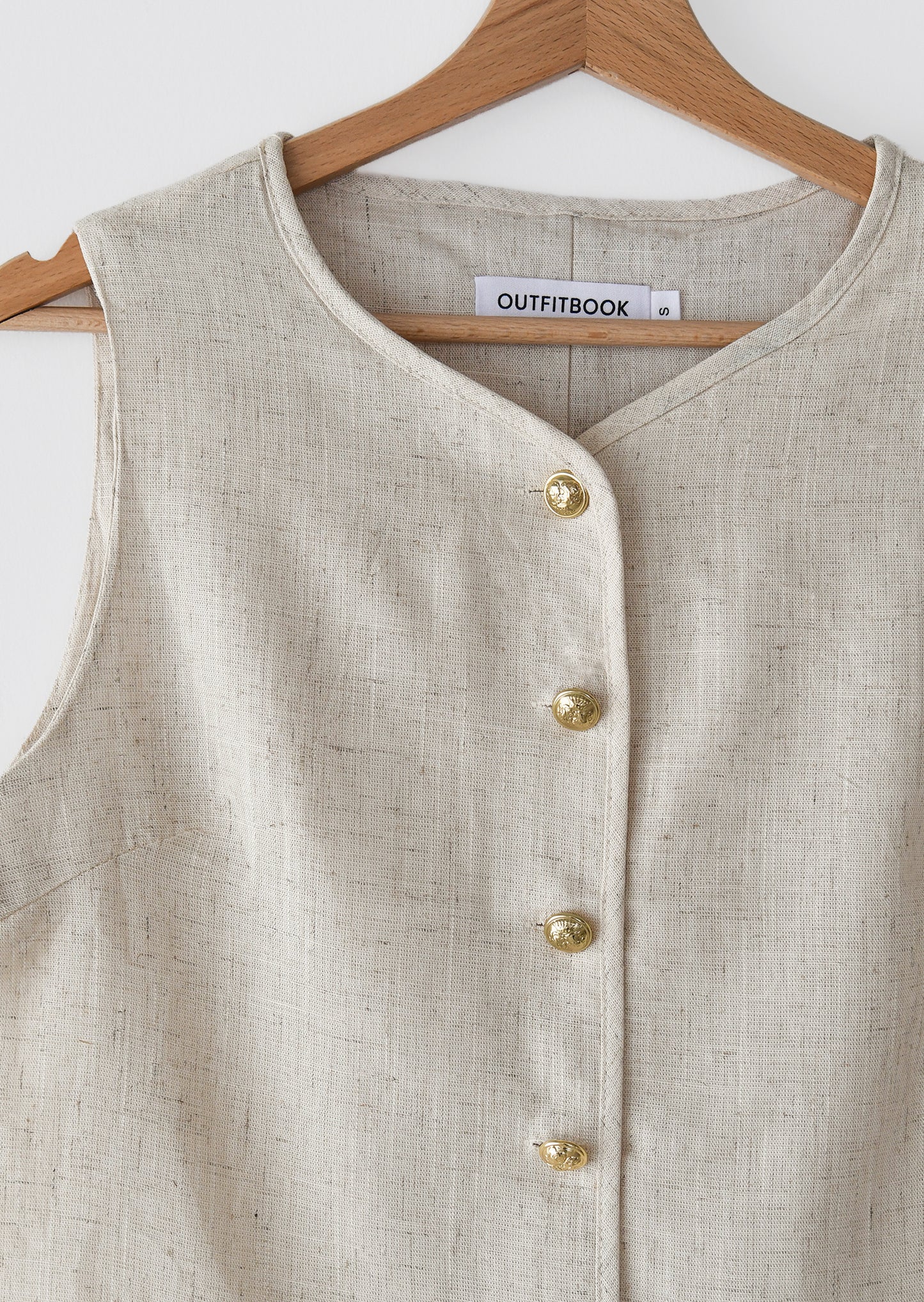 Linen gold button vest 