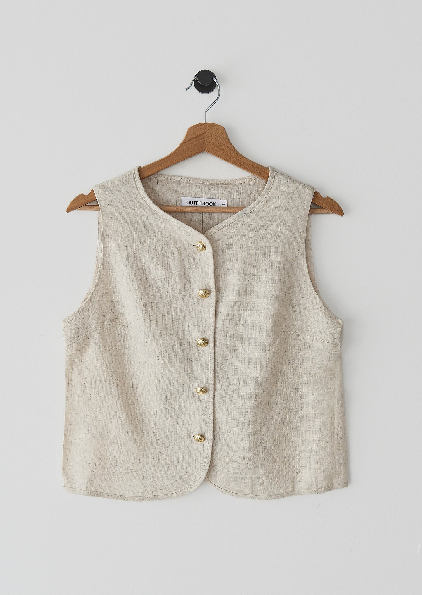 Linen gold button vest 