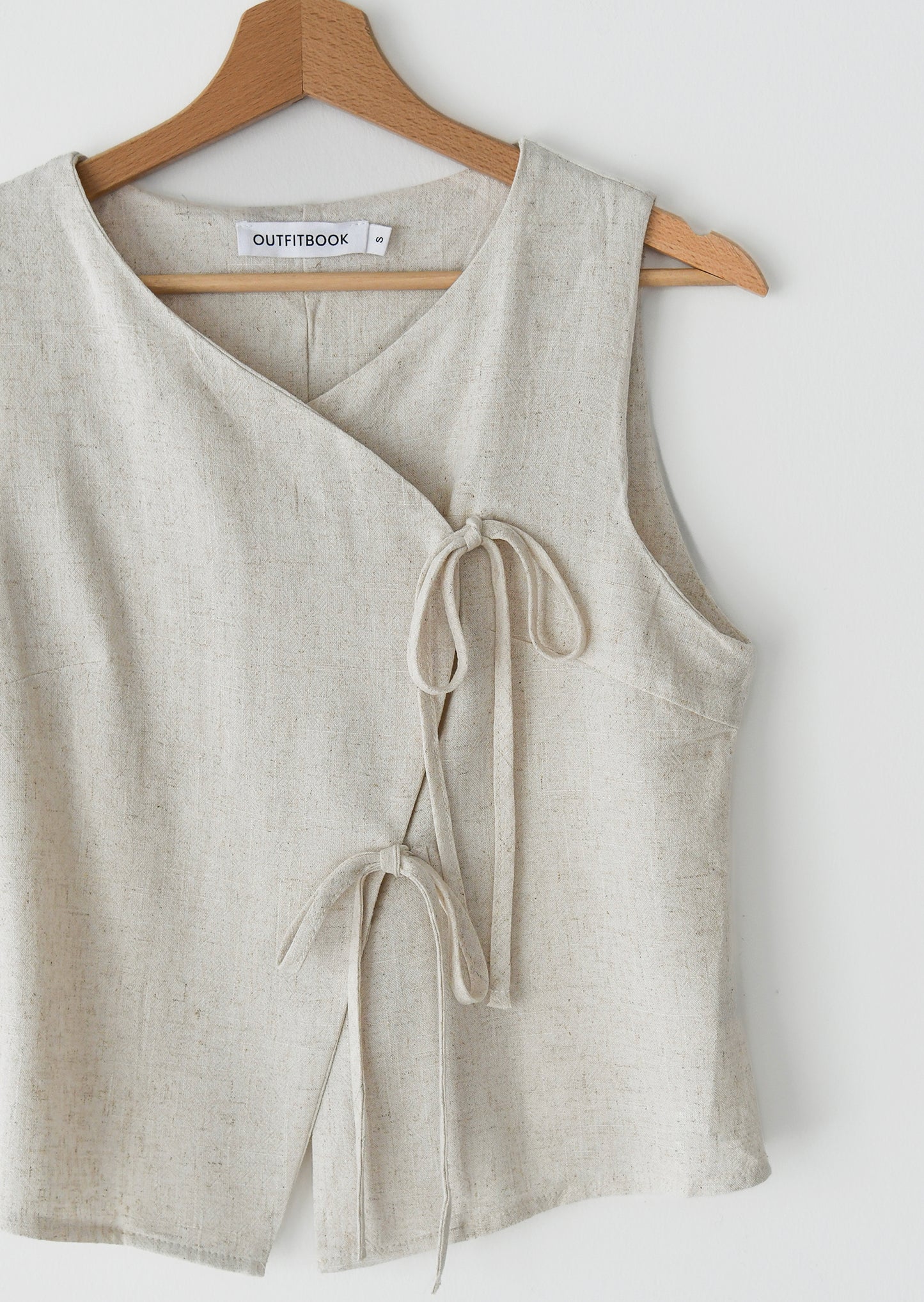 Linen blend tie vest 