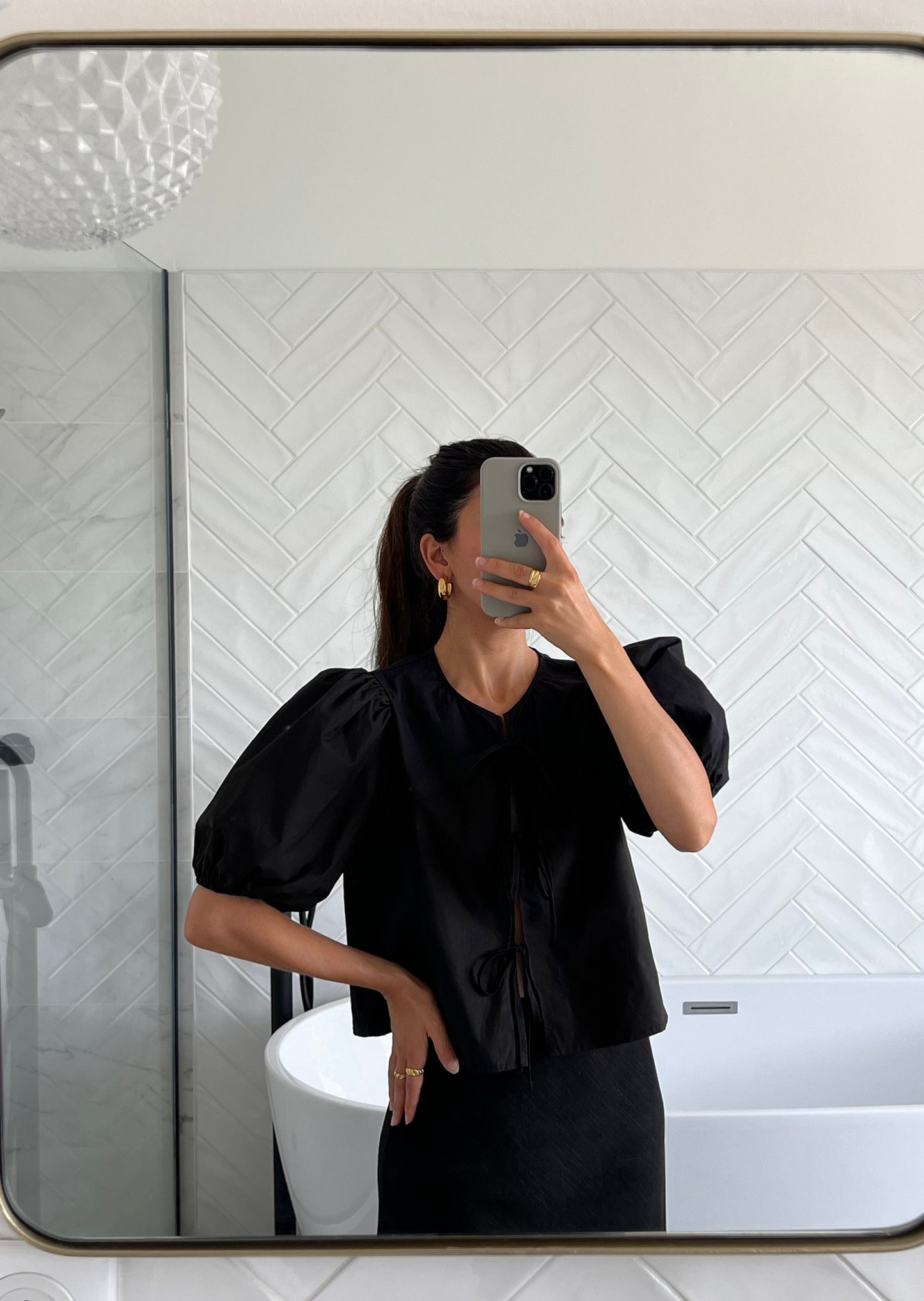 Blouse manches bouffantes à nouer