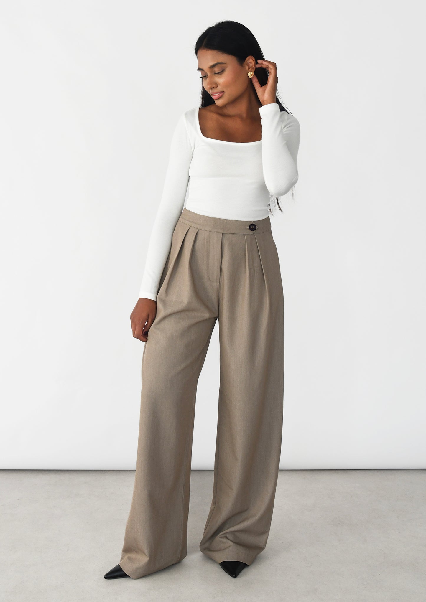 Wideleg pleated trousers