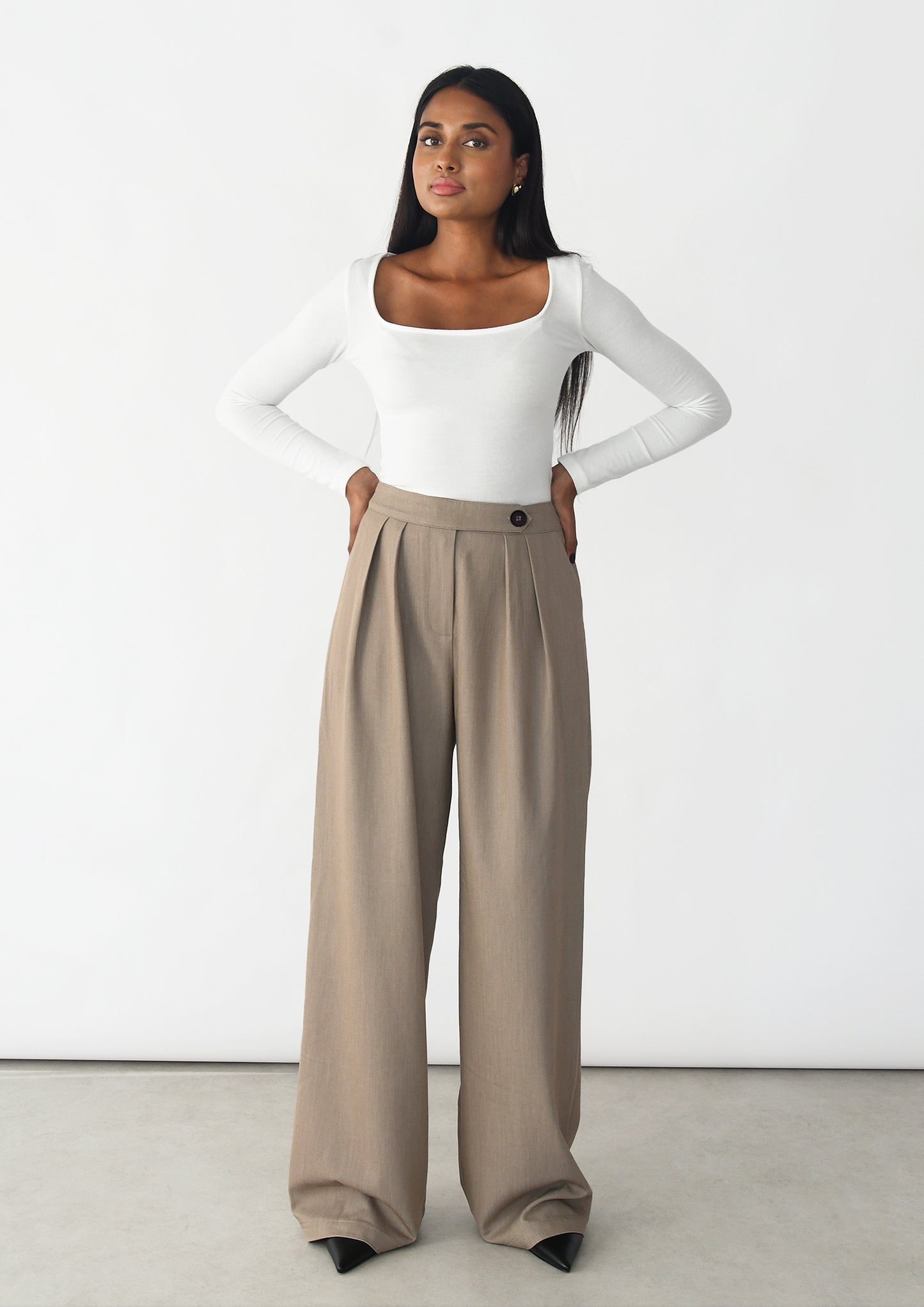 Wideleg pleated trousers