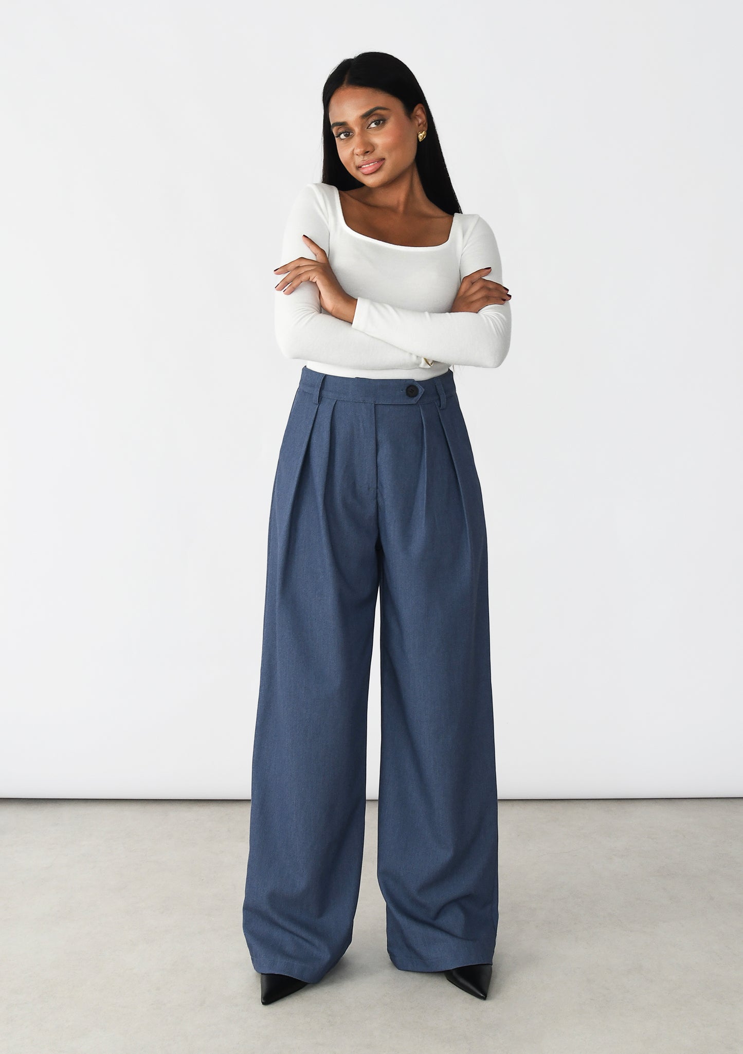 Wideleg pleated trousers