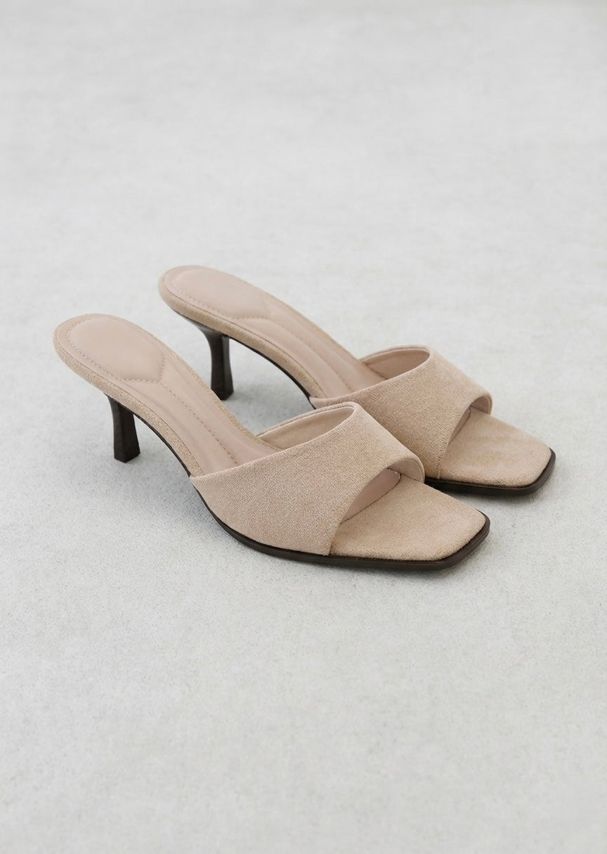 Faux suede heeled sandals