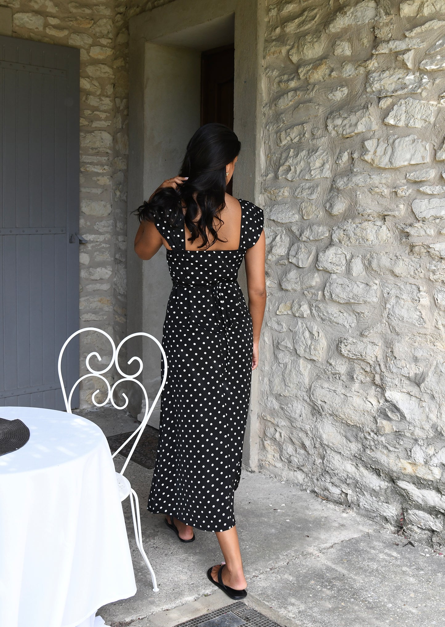 Robe longue à pois