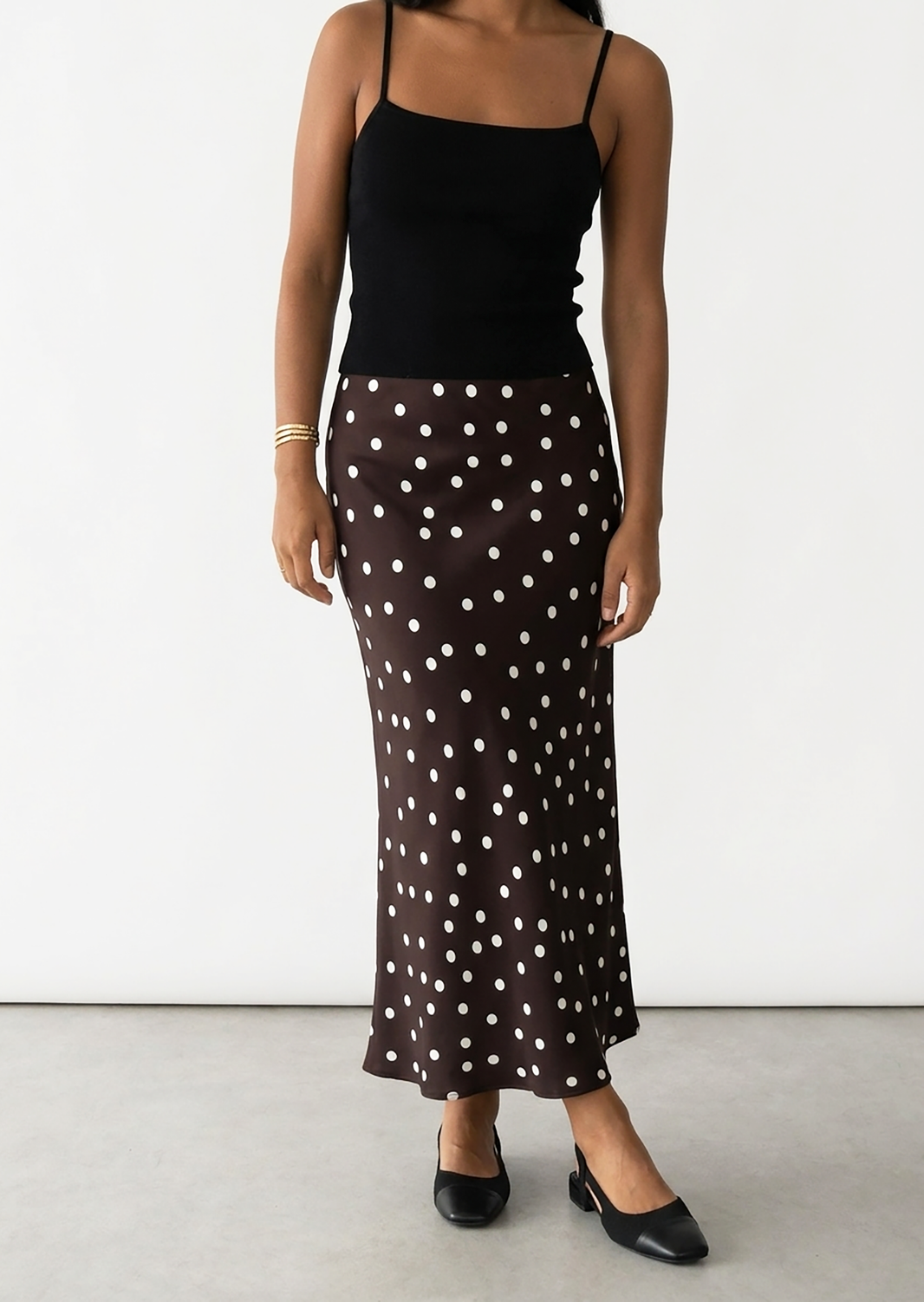 Long polka dot skirt