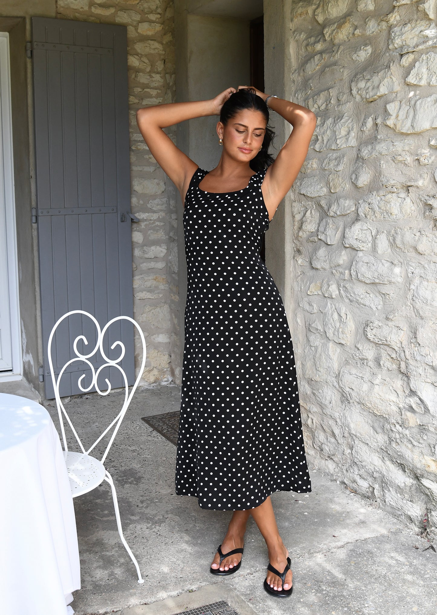 Robe longue à pois