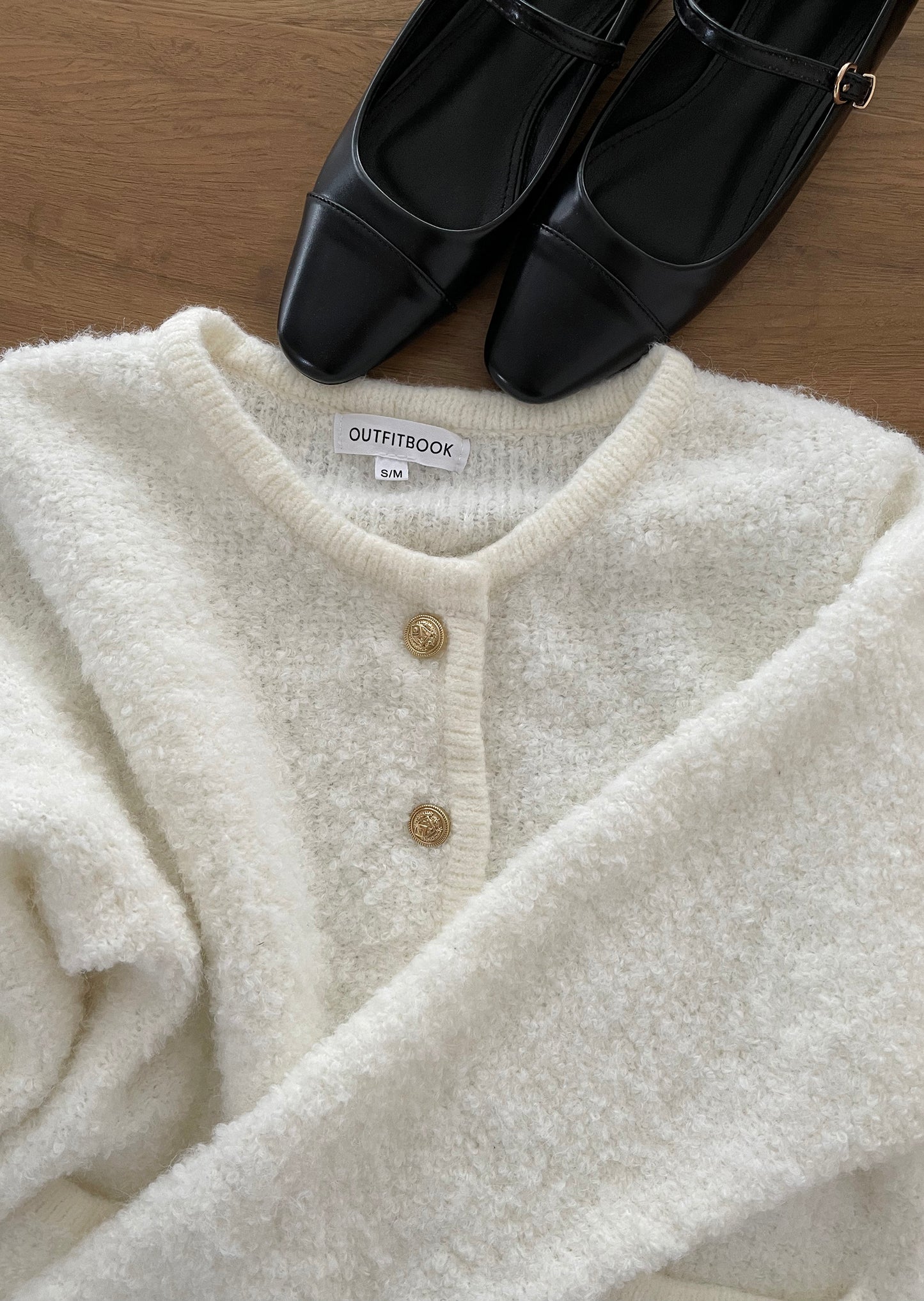 knit cardigan gold buttons