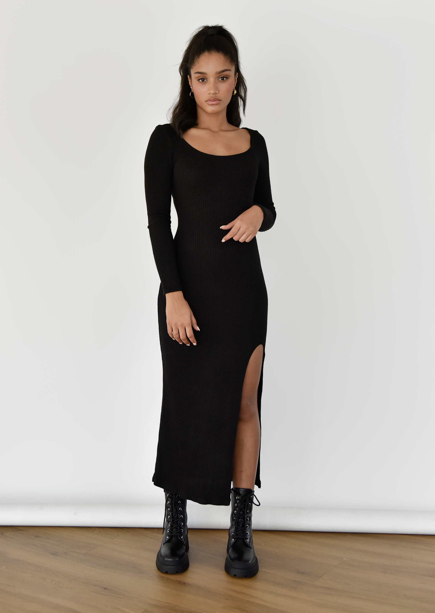 Side split dress shop midi