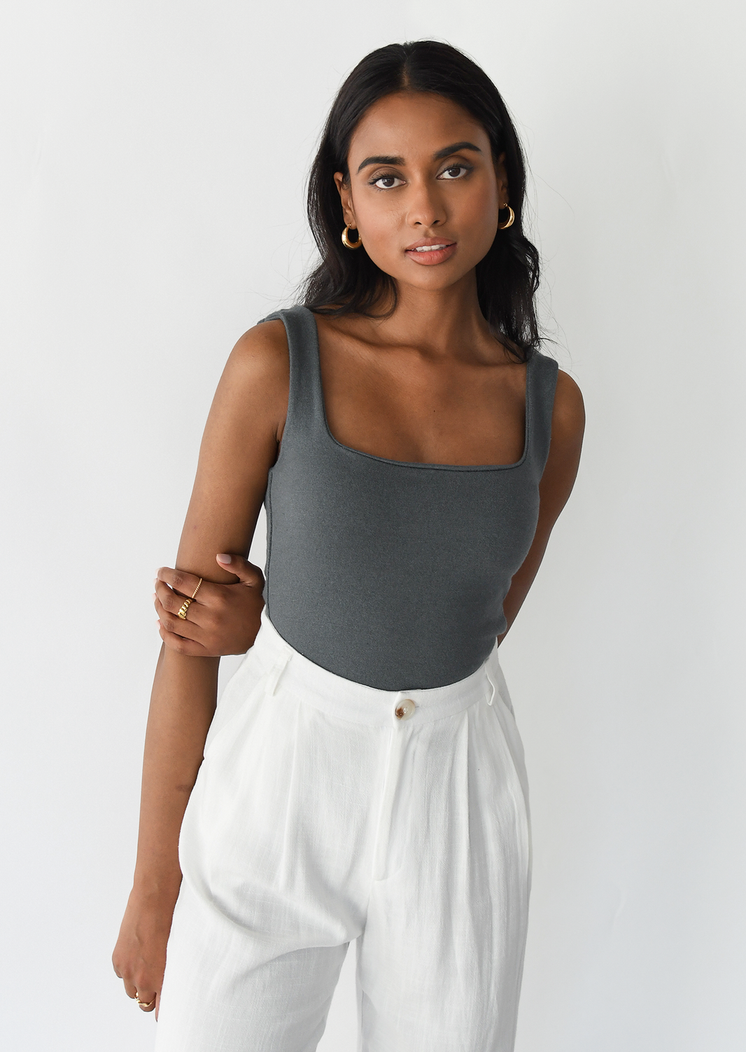 Square-neck tank top