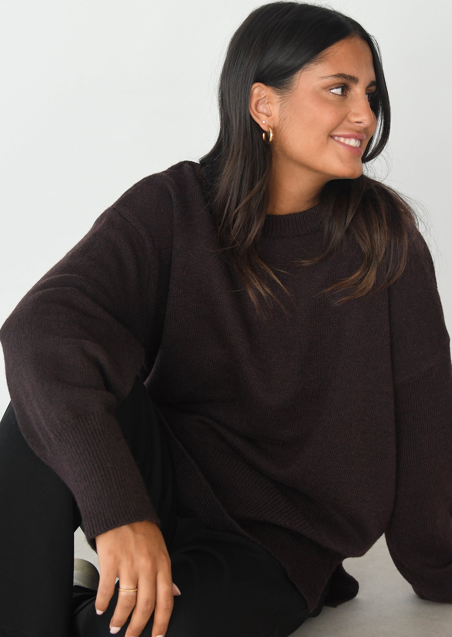 Side slit oversize knit sweater