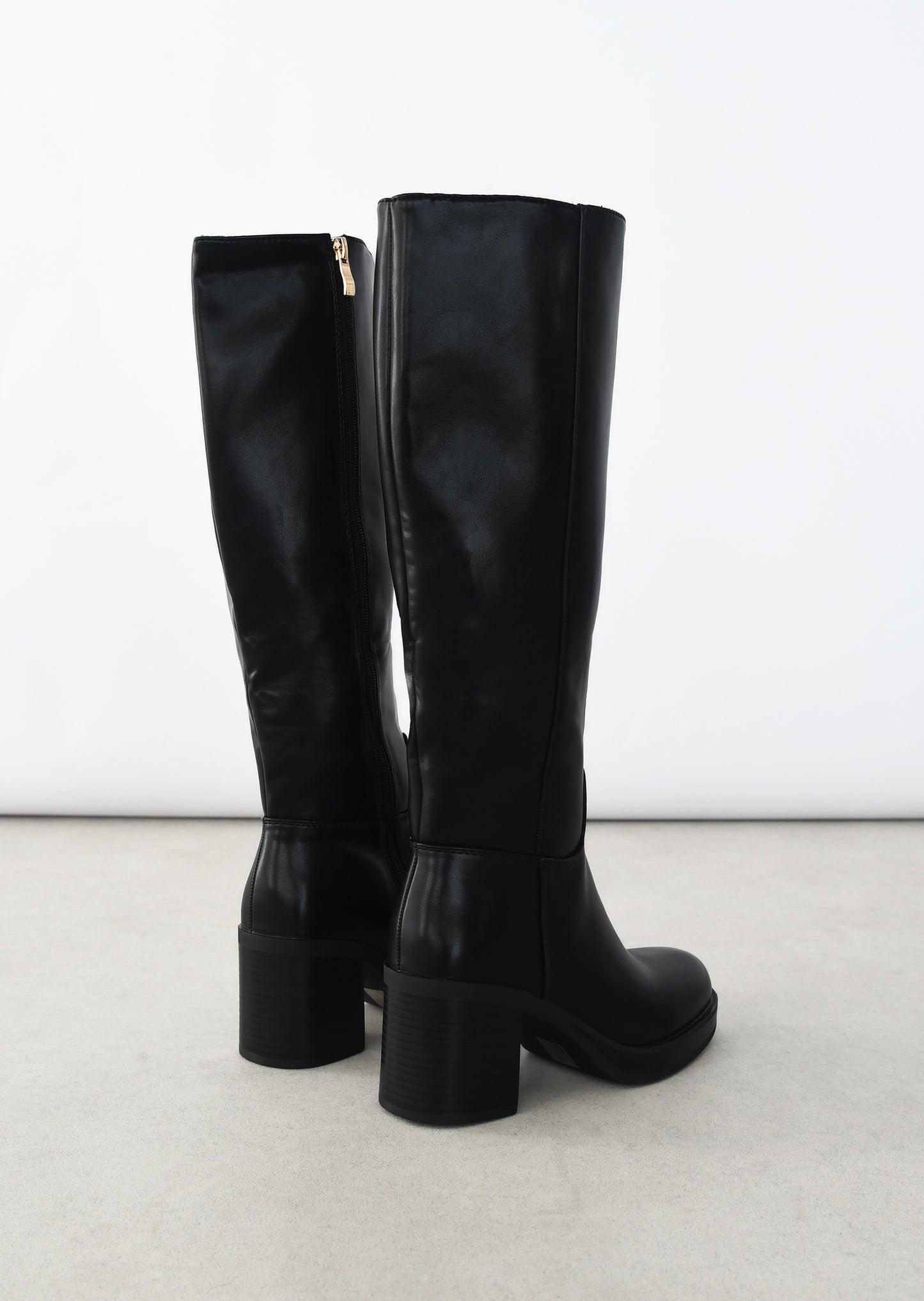 Block heel knee-high boots