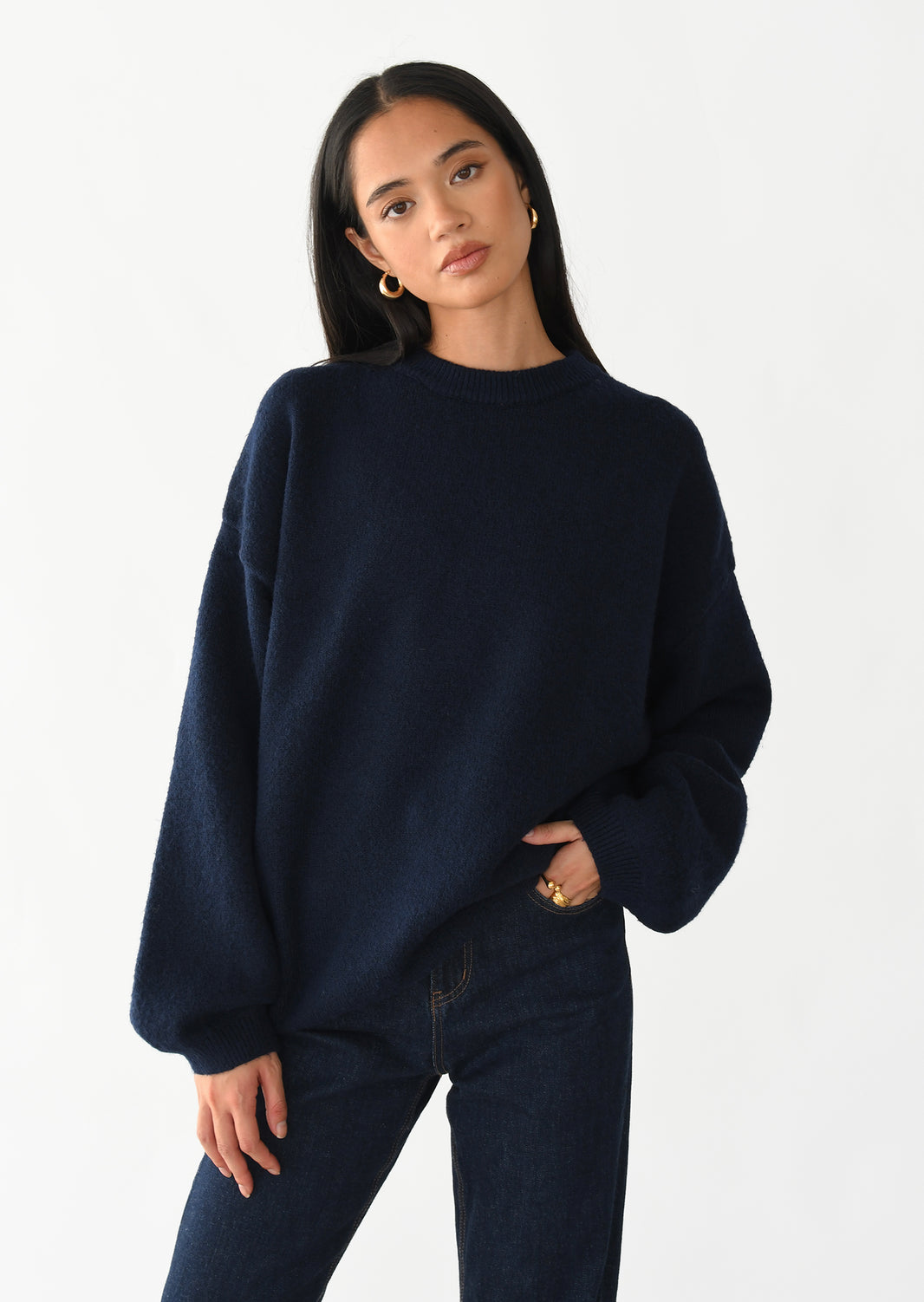 Pull maille oversize col rond