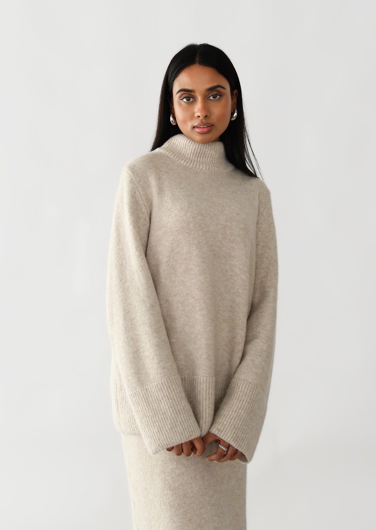 High neck knit sweater 
