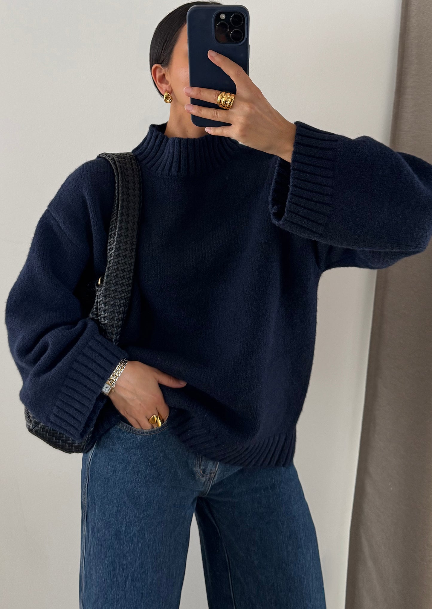 Pull en maille col montant