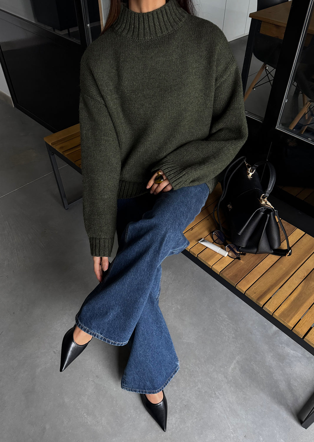 Pull en maille col montant