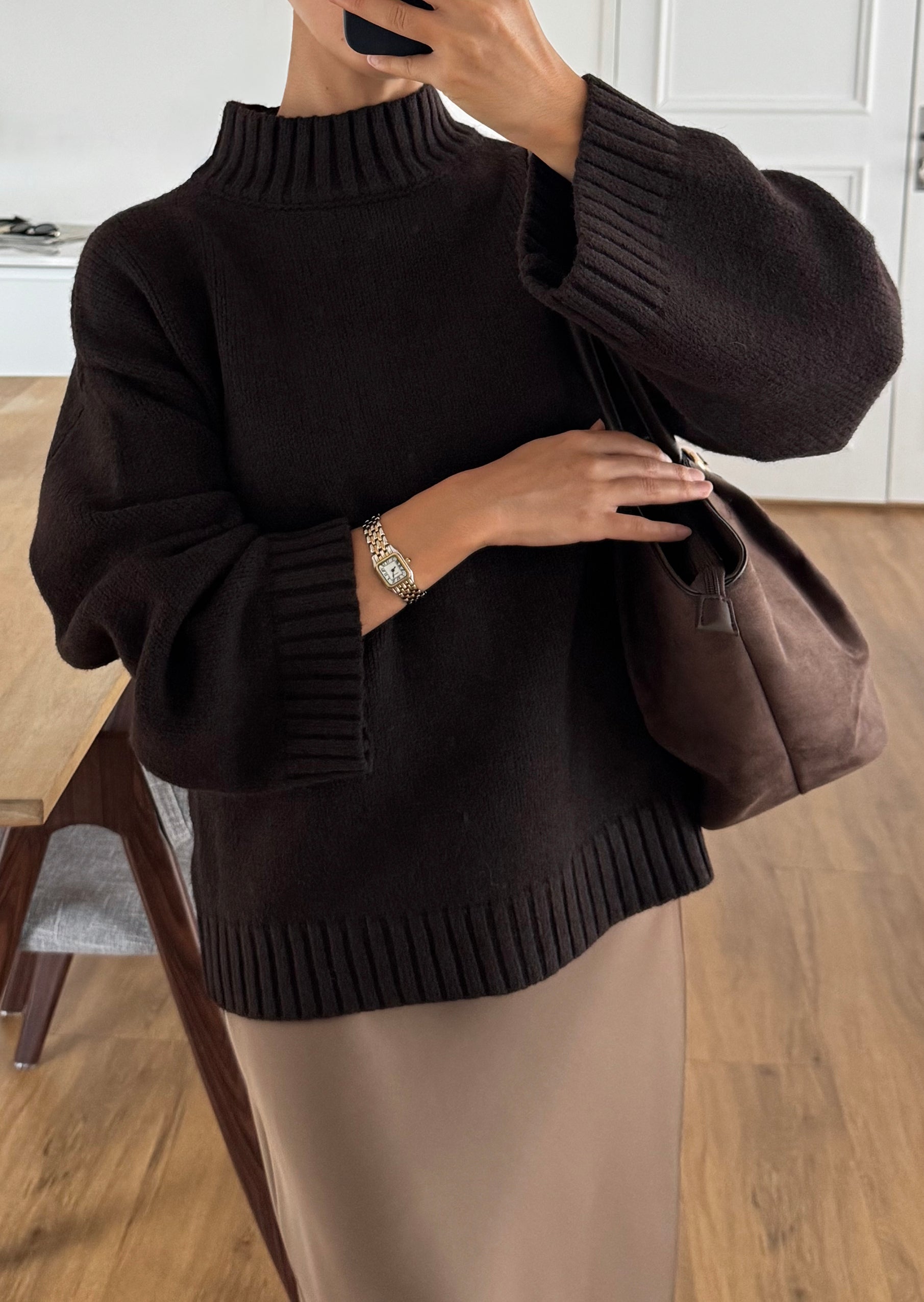 Pull en maille col montant