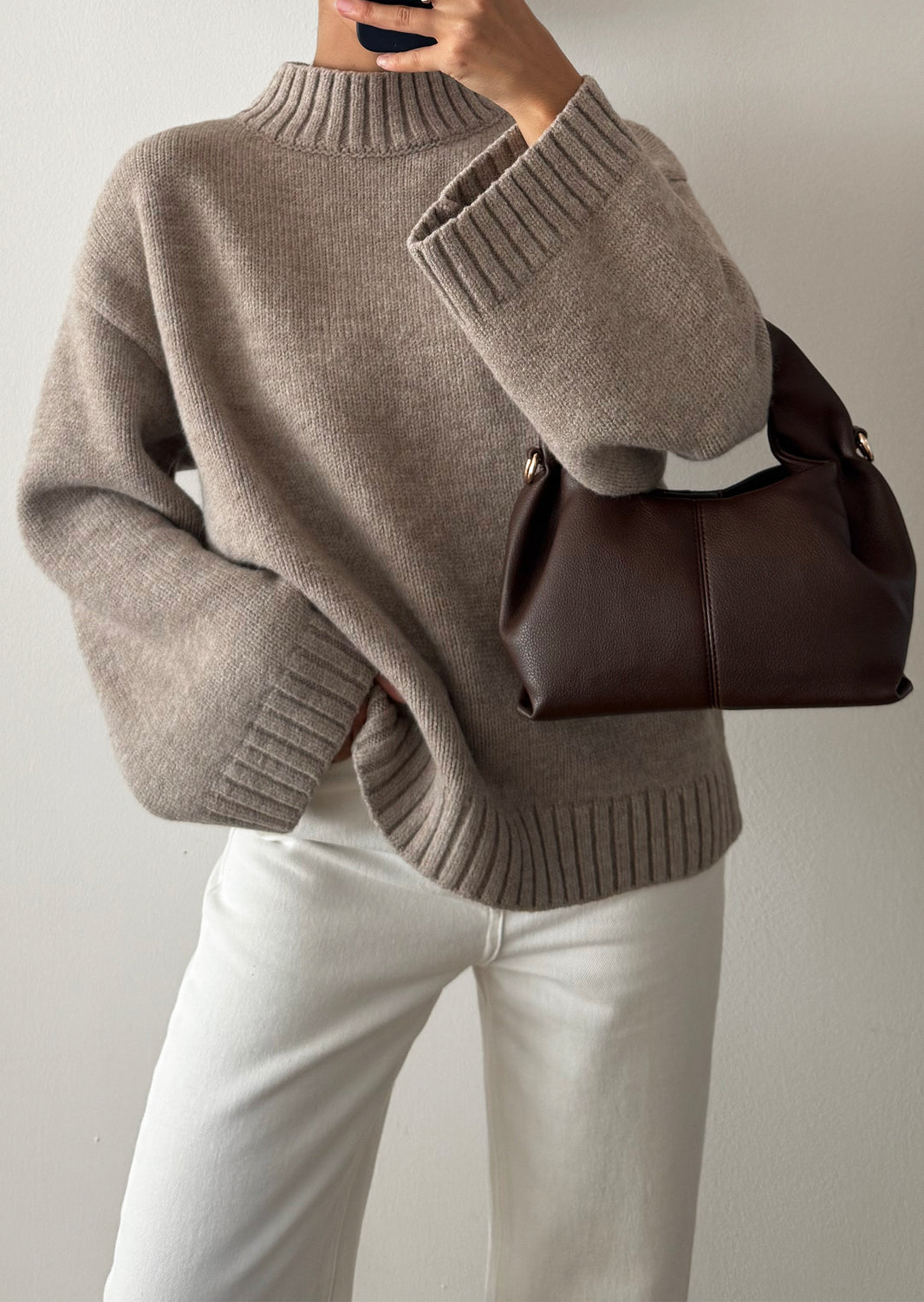 Pull en maille col montant