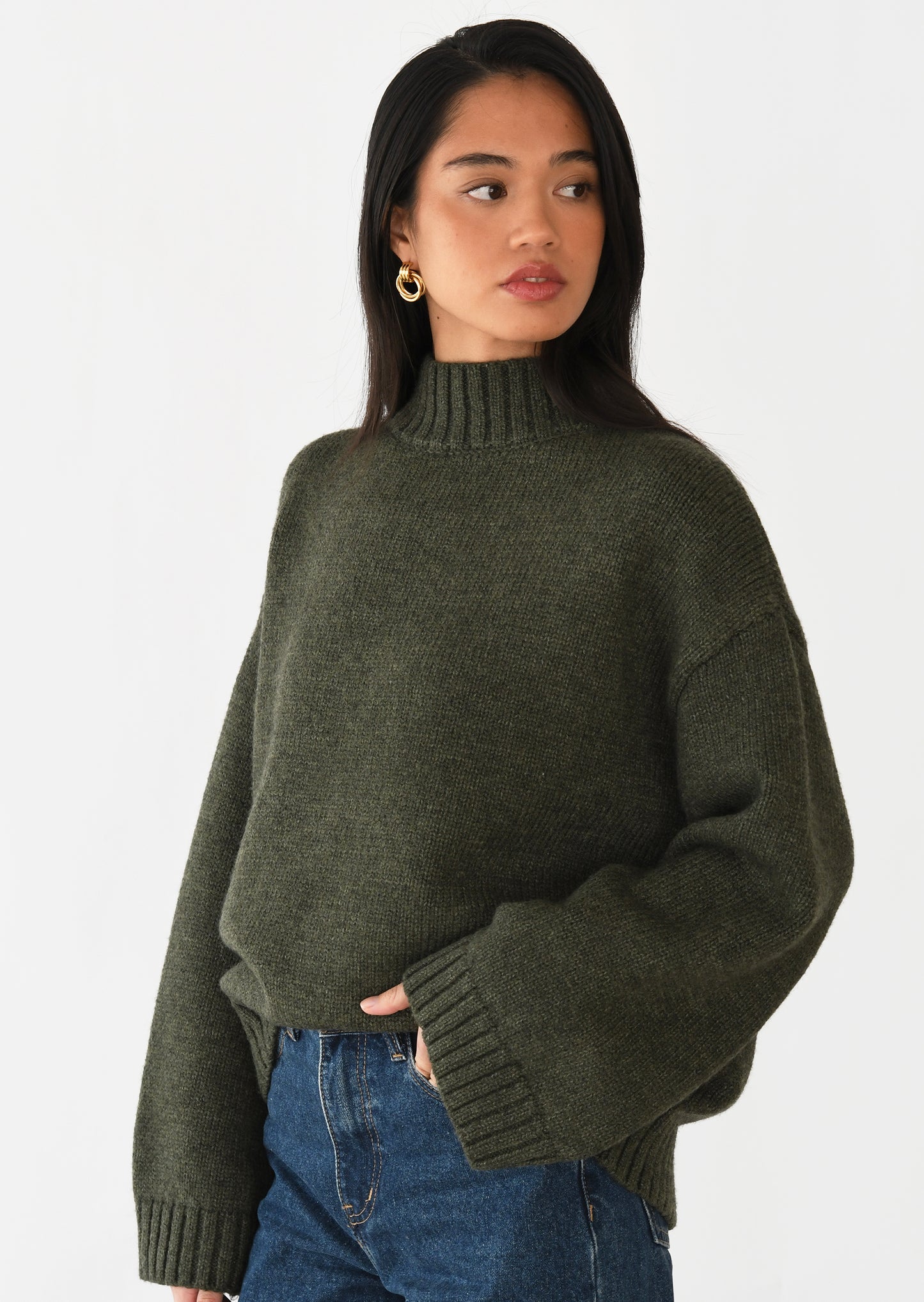 High neck knit sweater 
