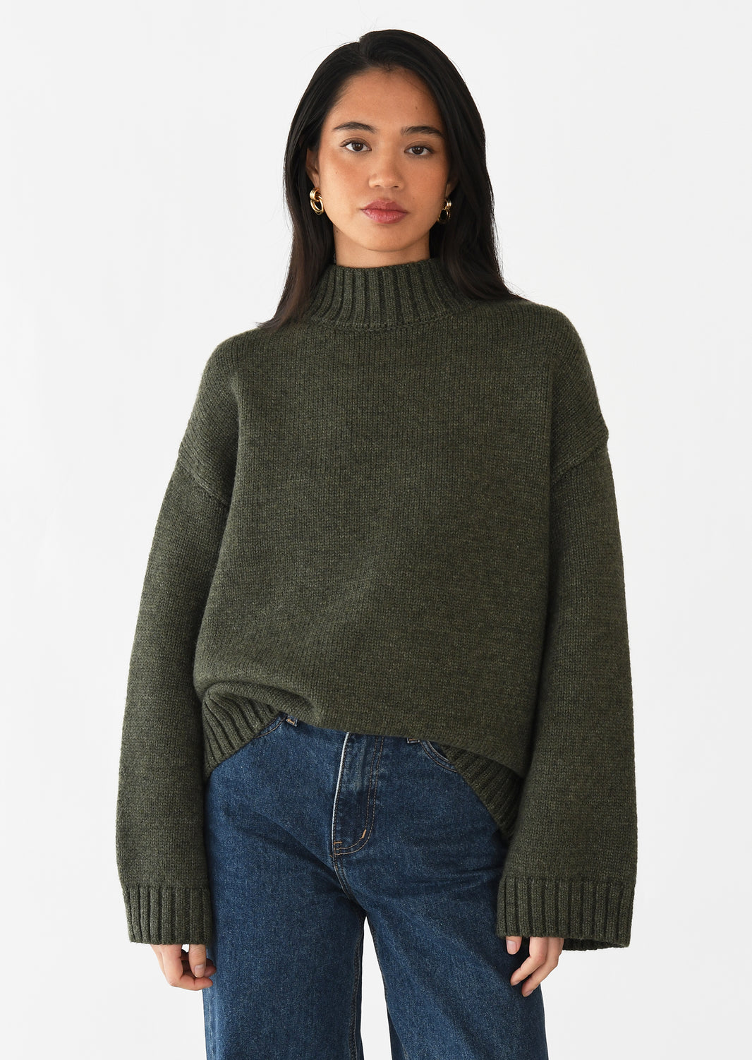 High neck knit sweater 