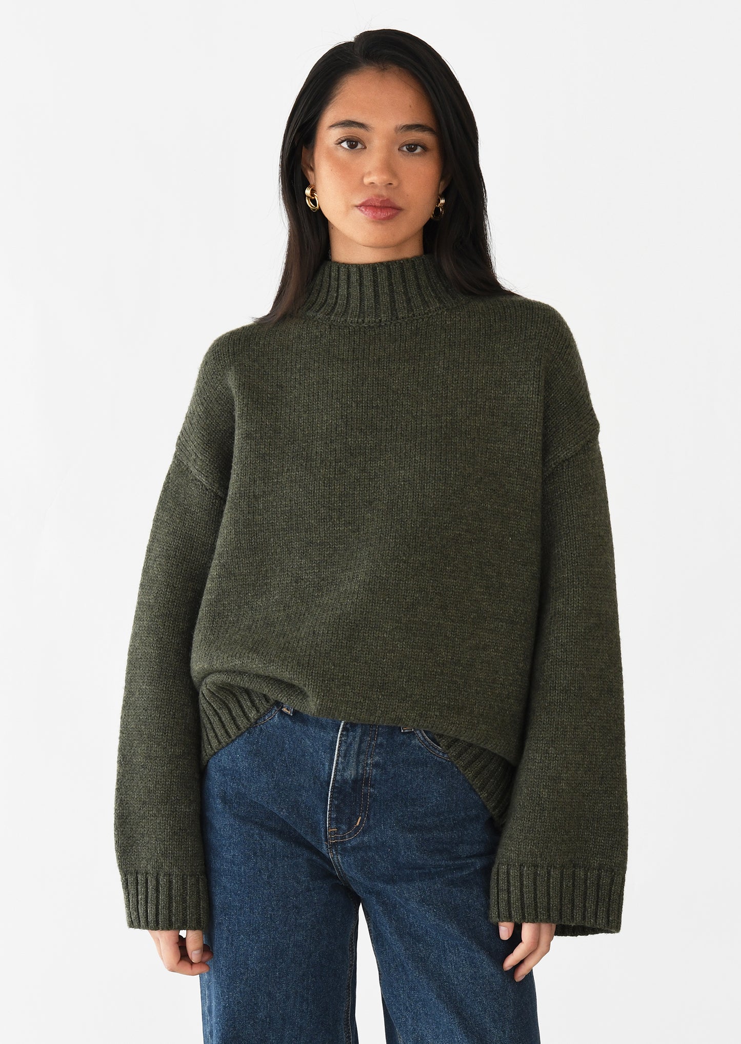 High neck knit sweater 