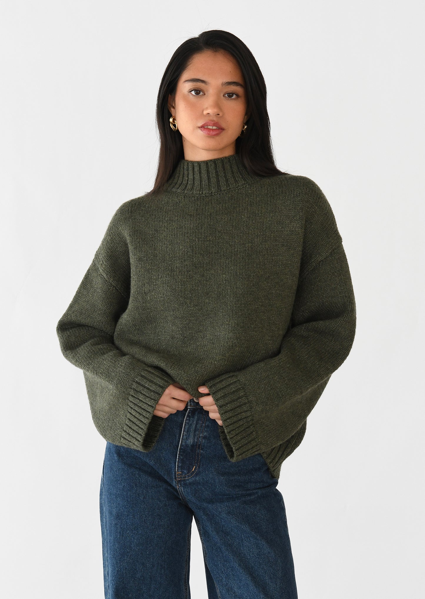 High neck knit sweater 
