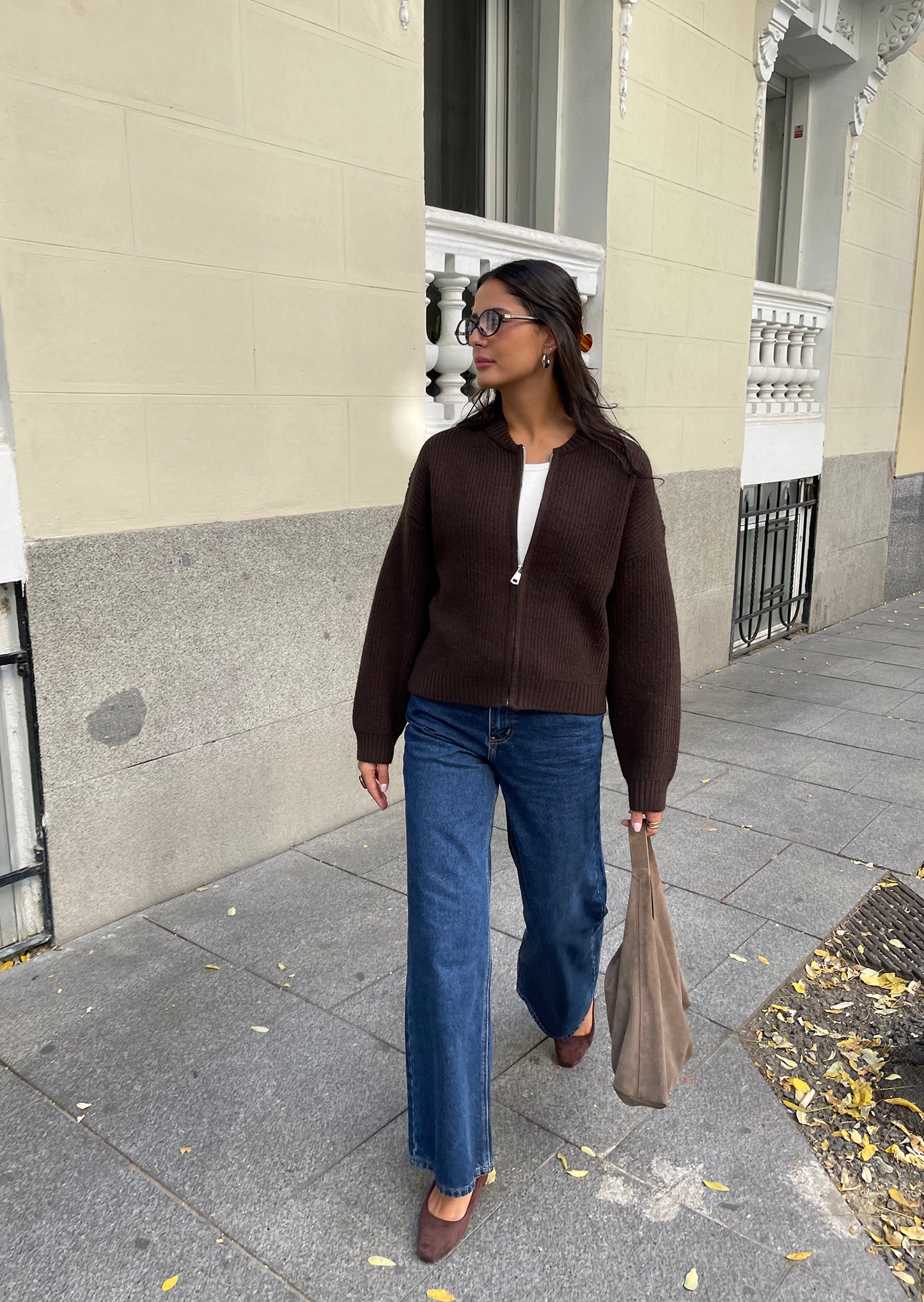 Cárdigan con cremallera de punto