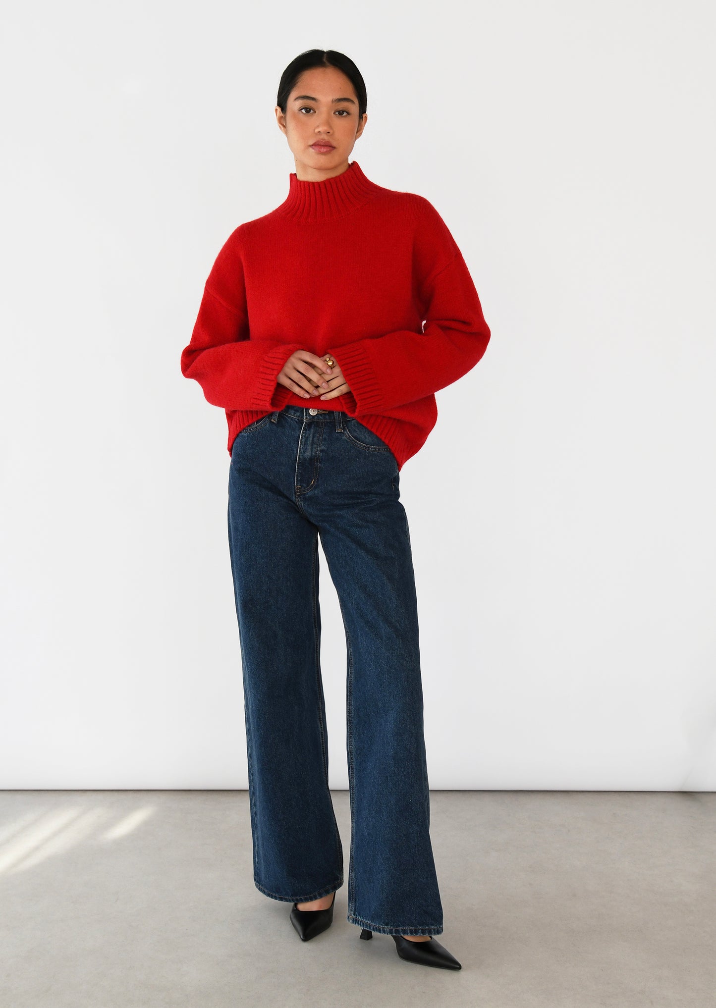 High neck knit sweater 