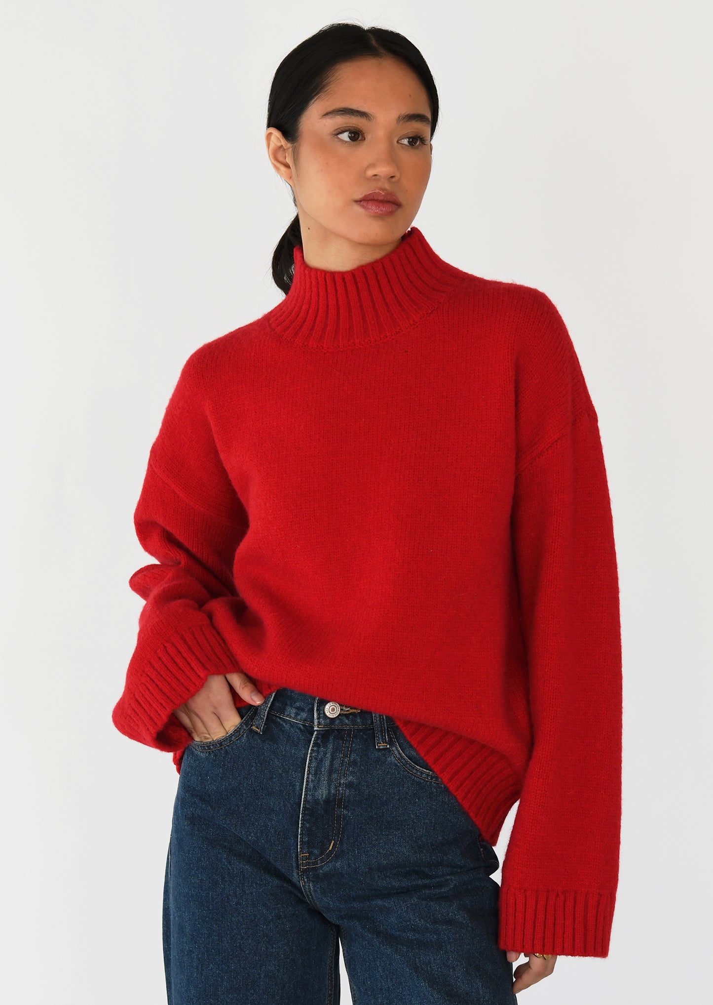 High neck knit sweater 
