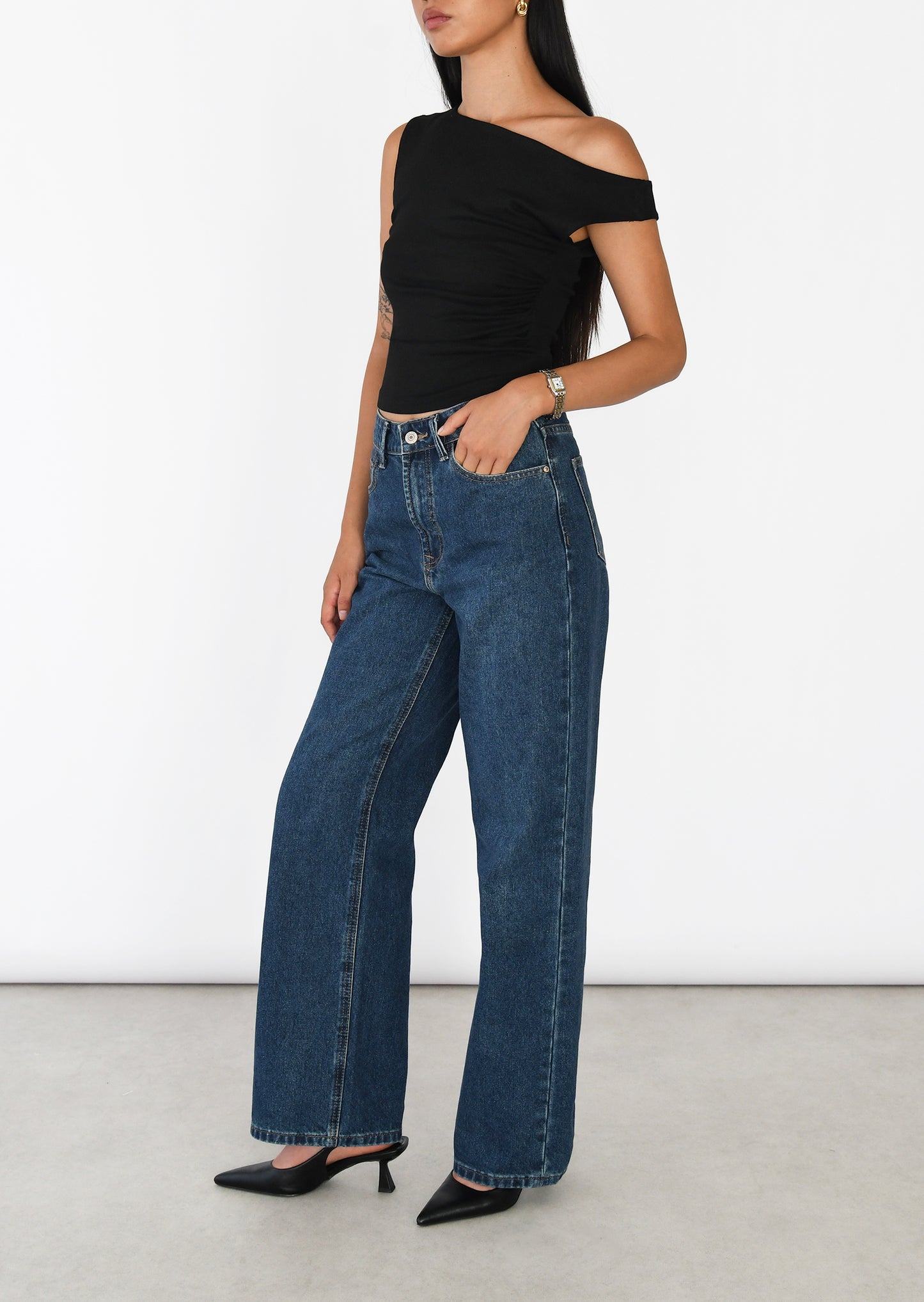 Jean droit taille haute