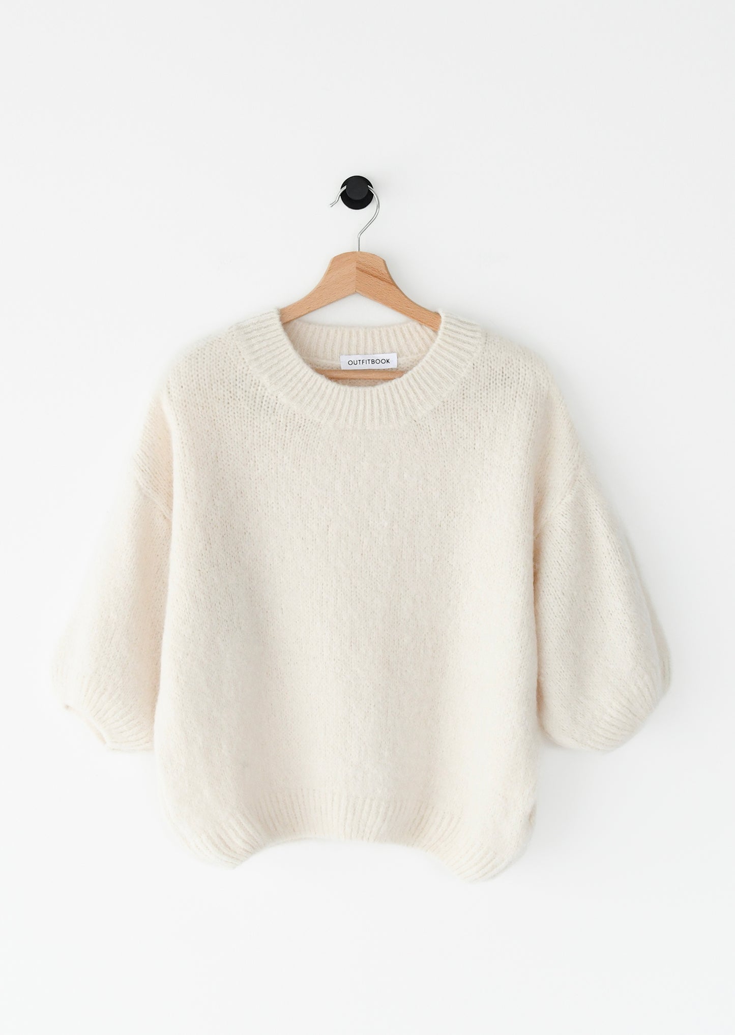 Short-sleeved sweater in kid mohair and wool blend