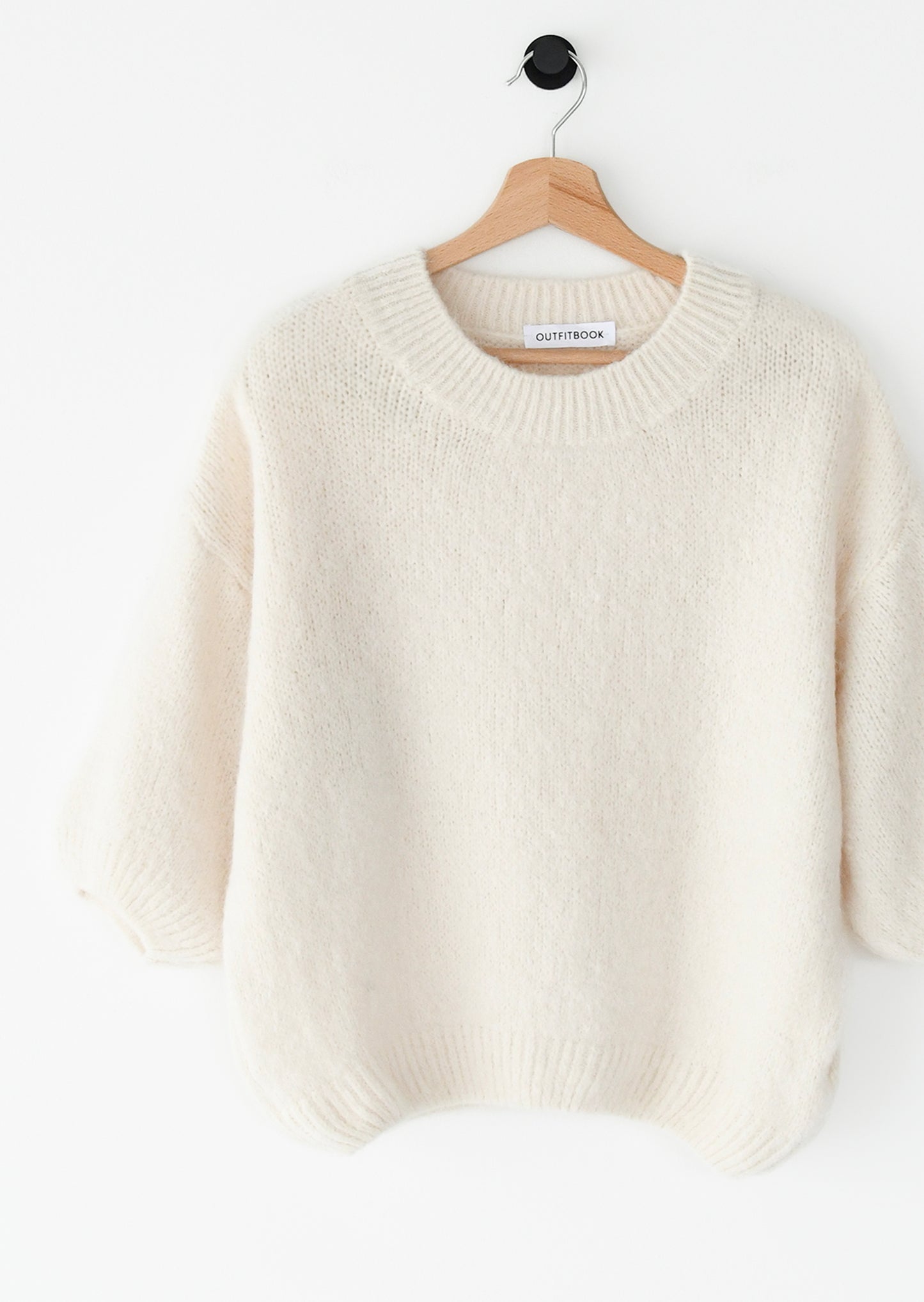 Short-sleeved sweater in kid mohair and wool blend
