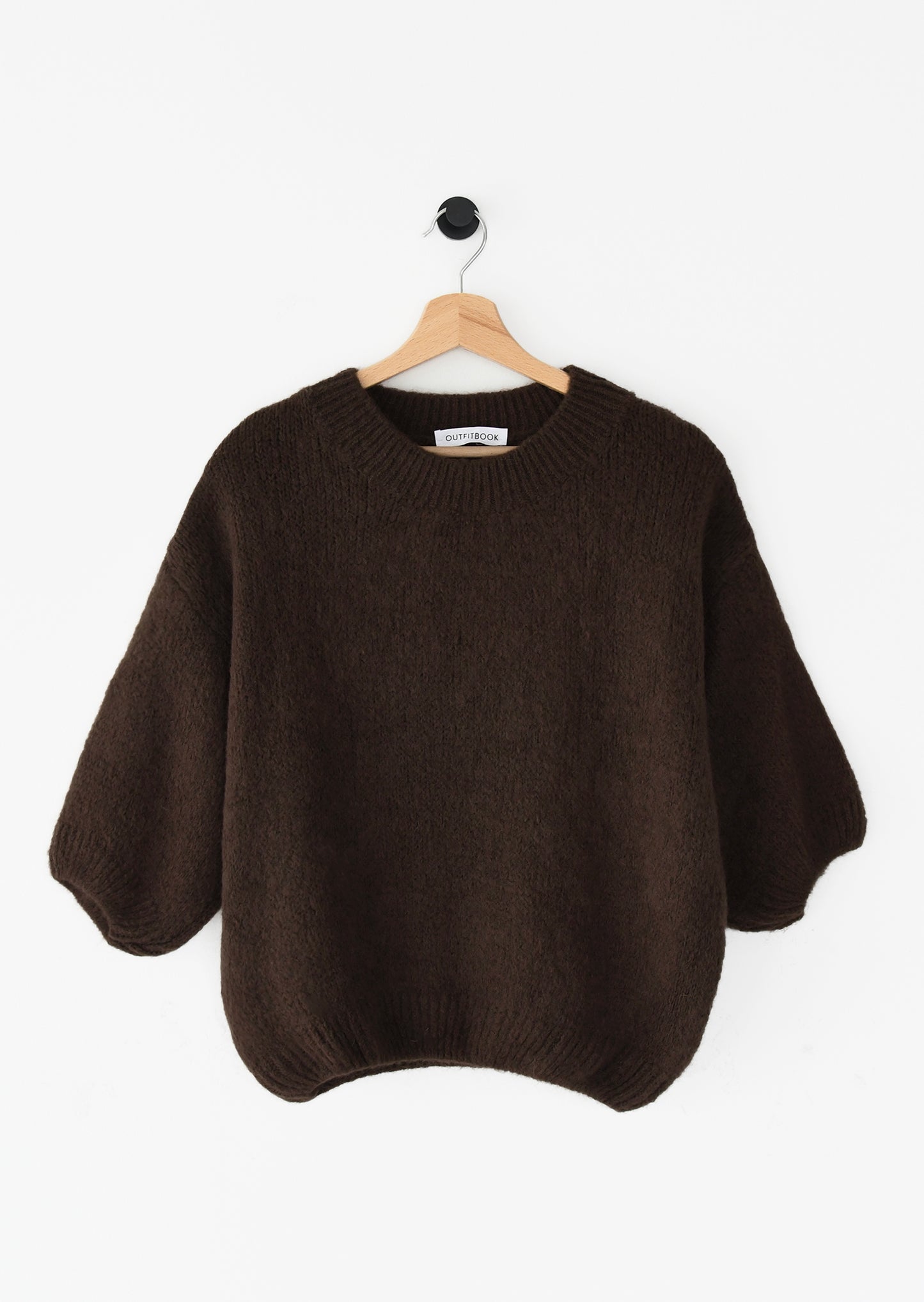 Short-sleeved sweater in kid mohair and wool blend