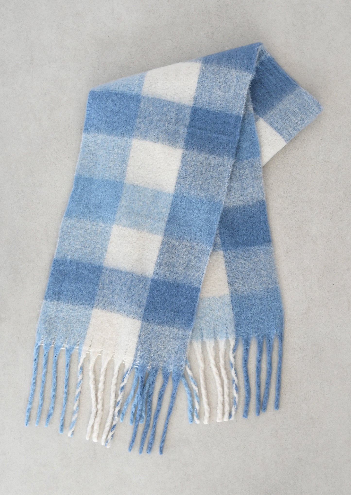 Checked wool-blend scarf