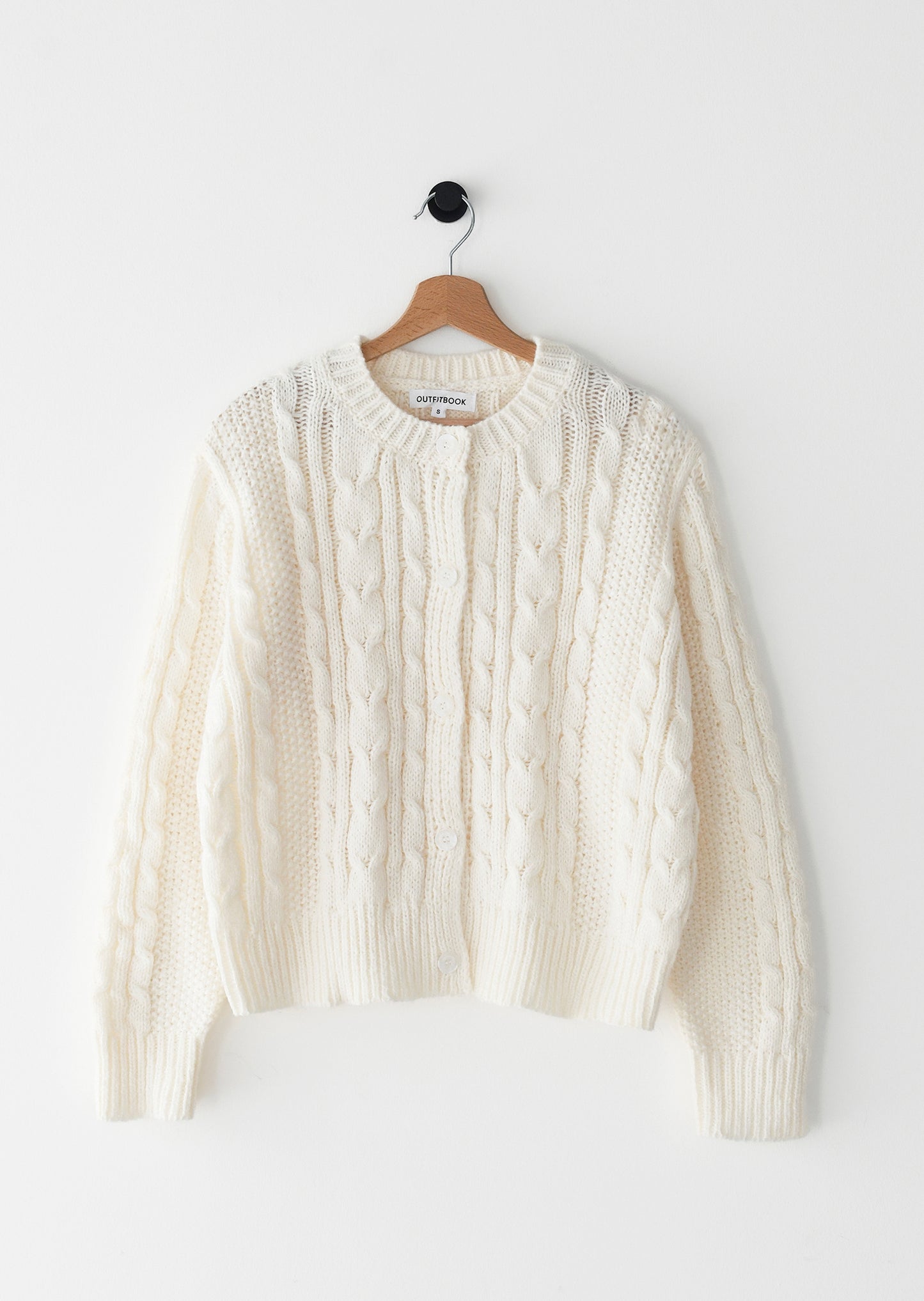 Buttoned knit braided cardigan