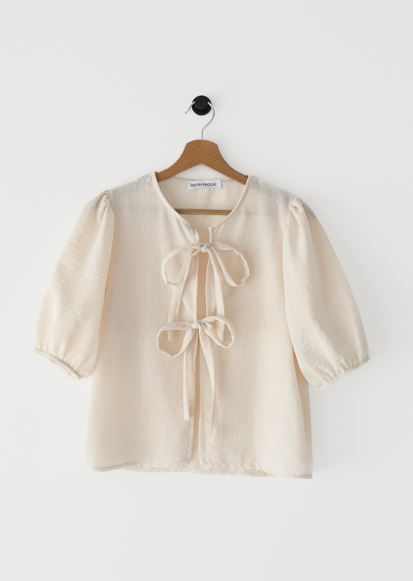 Puff sleeve tie blouse 