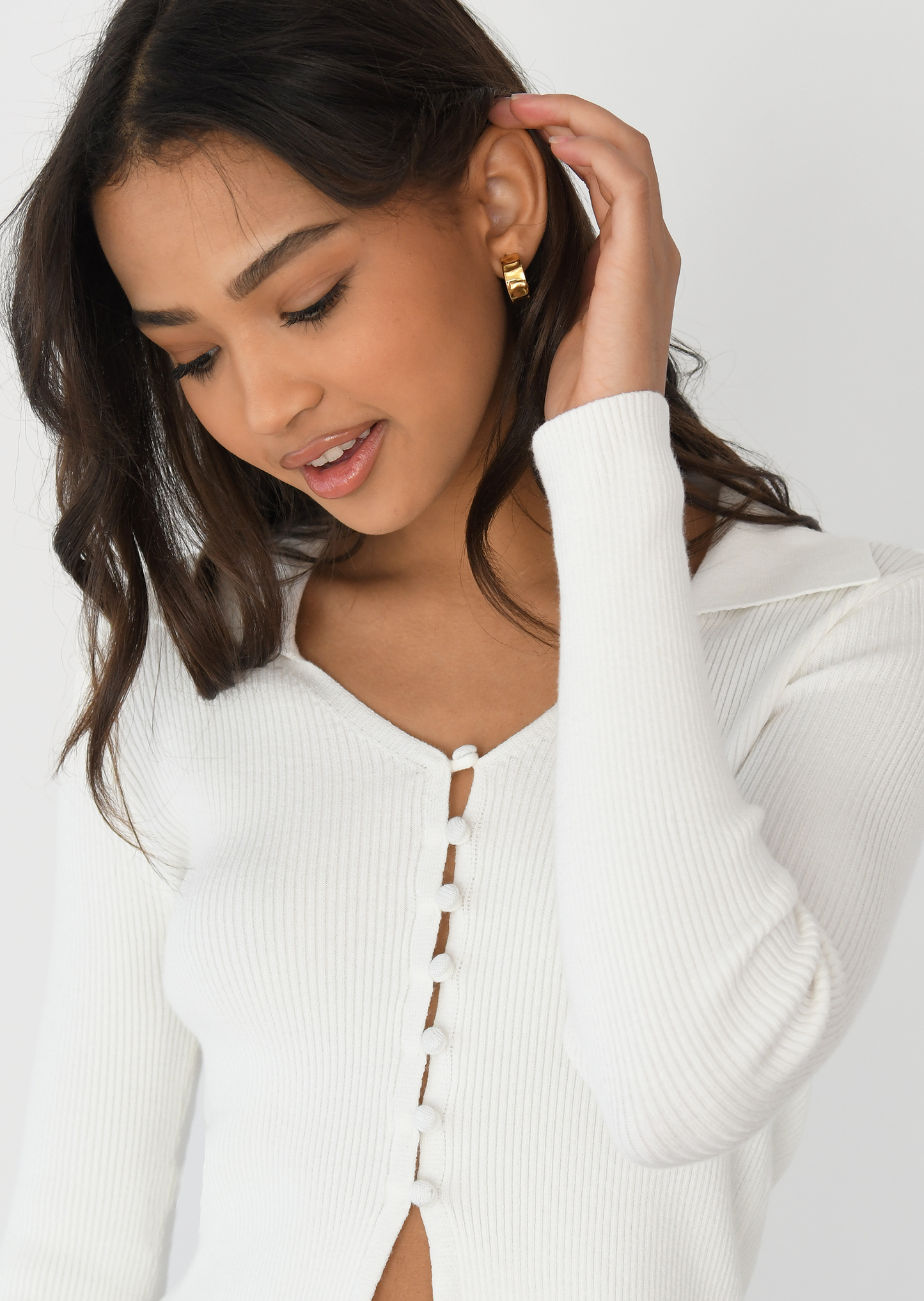 Knitted button up top with collar