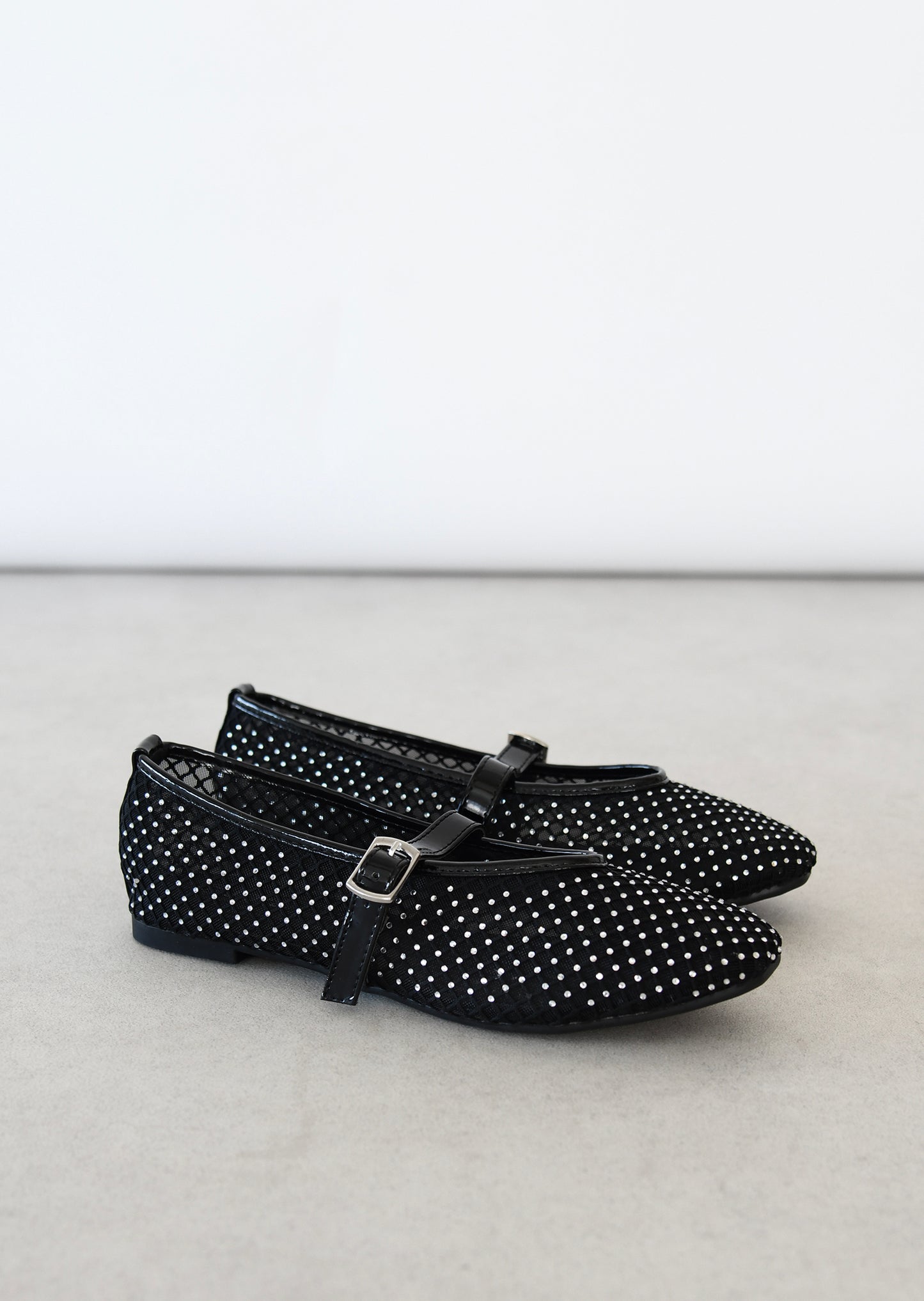 Mesh embellished ballet flats