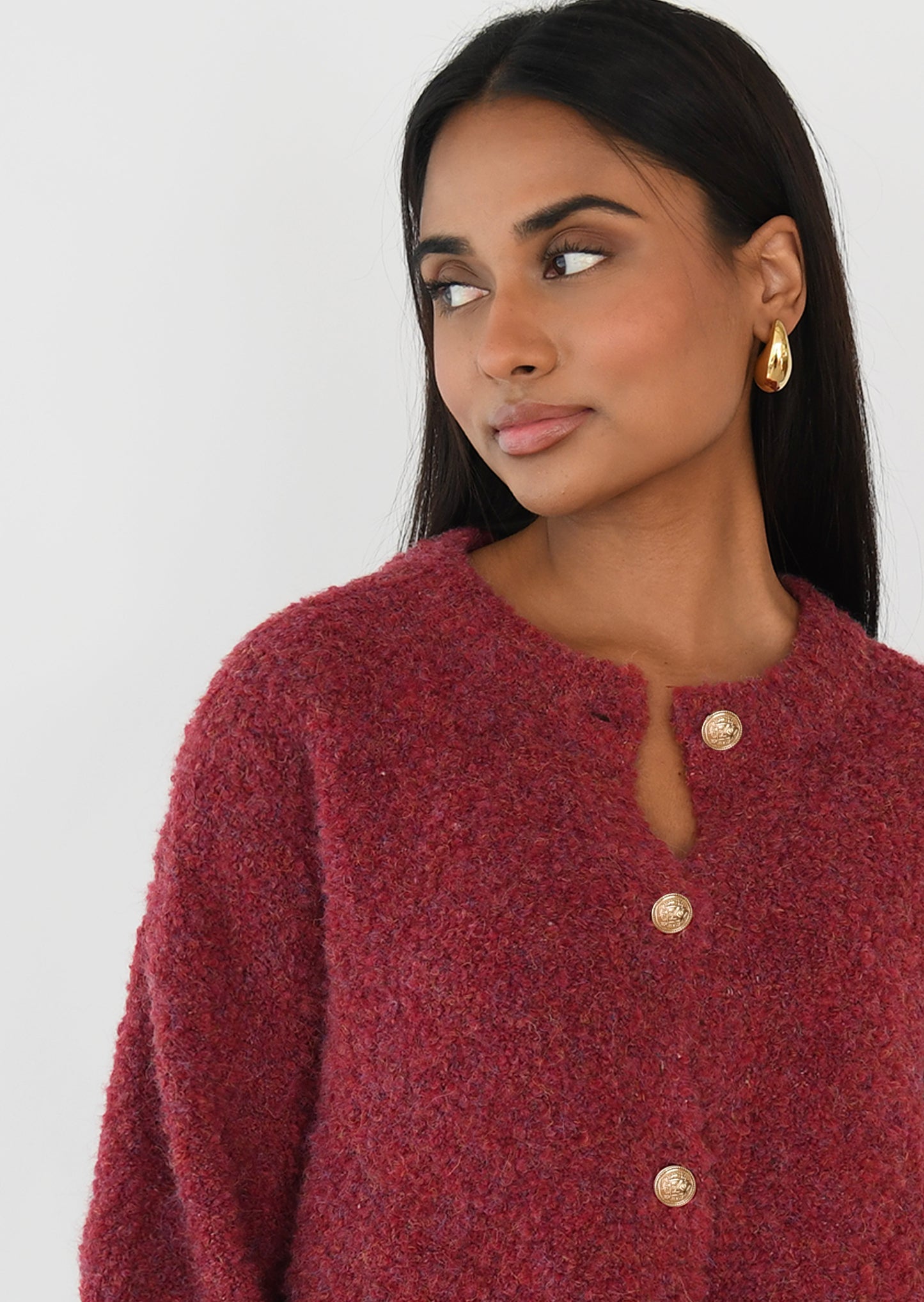 knit cardigan gold buttons